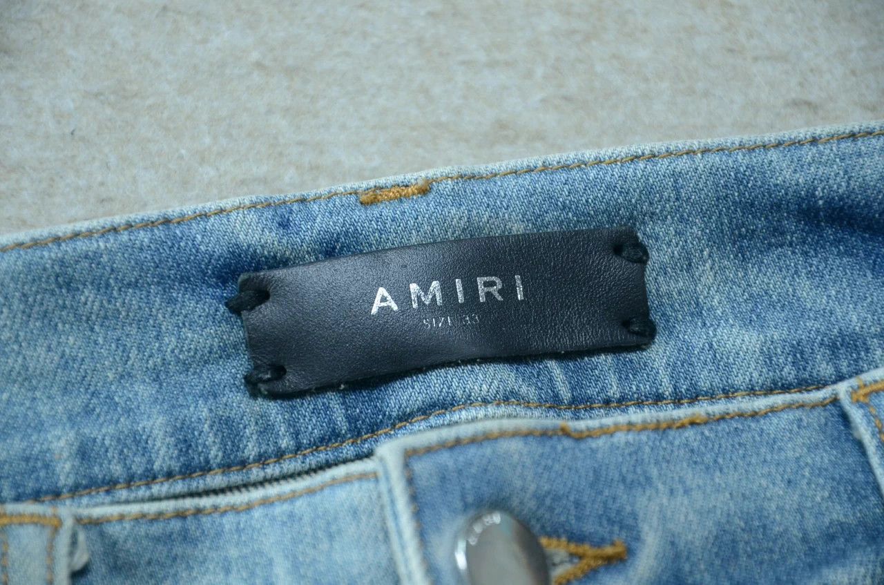 Amiri Amiri Blue Washed Splatter Dye Distressed Jeans 33 Size US 33 - 6 Thumbnail
