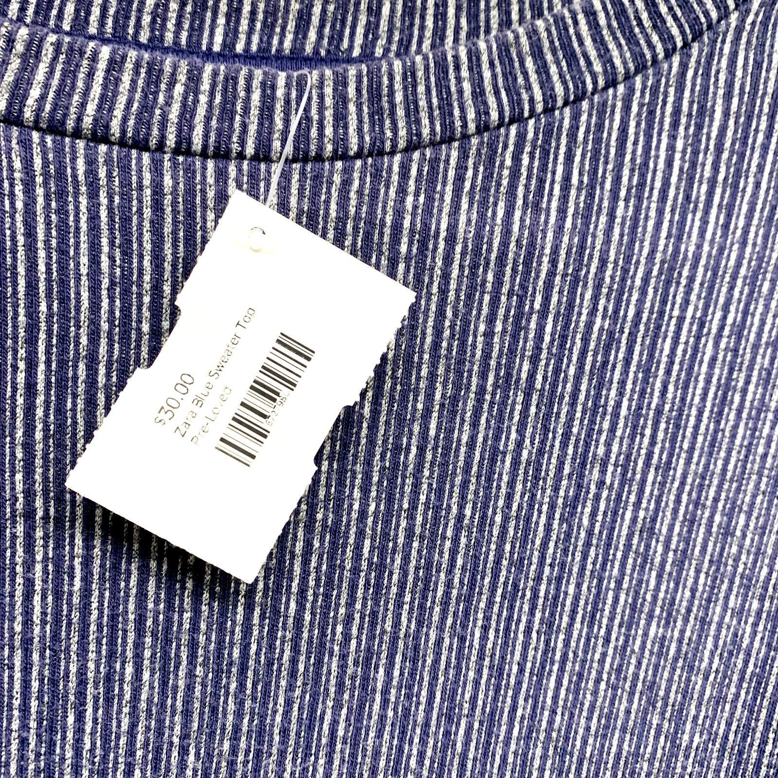 Zara Zara Top MD Long Sleeve Navy Crewneck Texture Double Layer Size M / US 6-8 / IT 42-44 - 2 Thumbnail