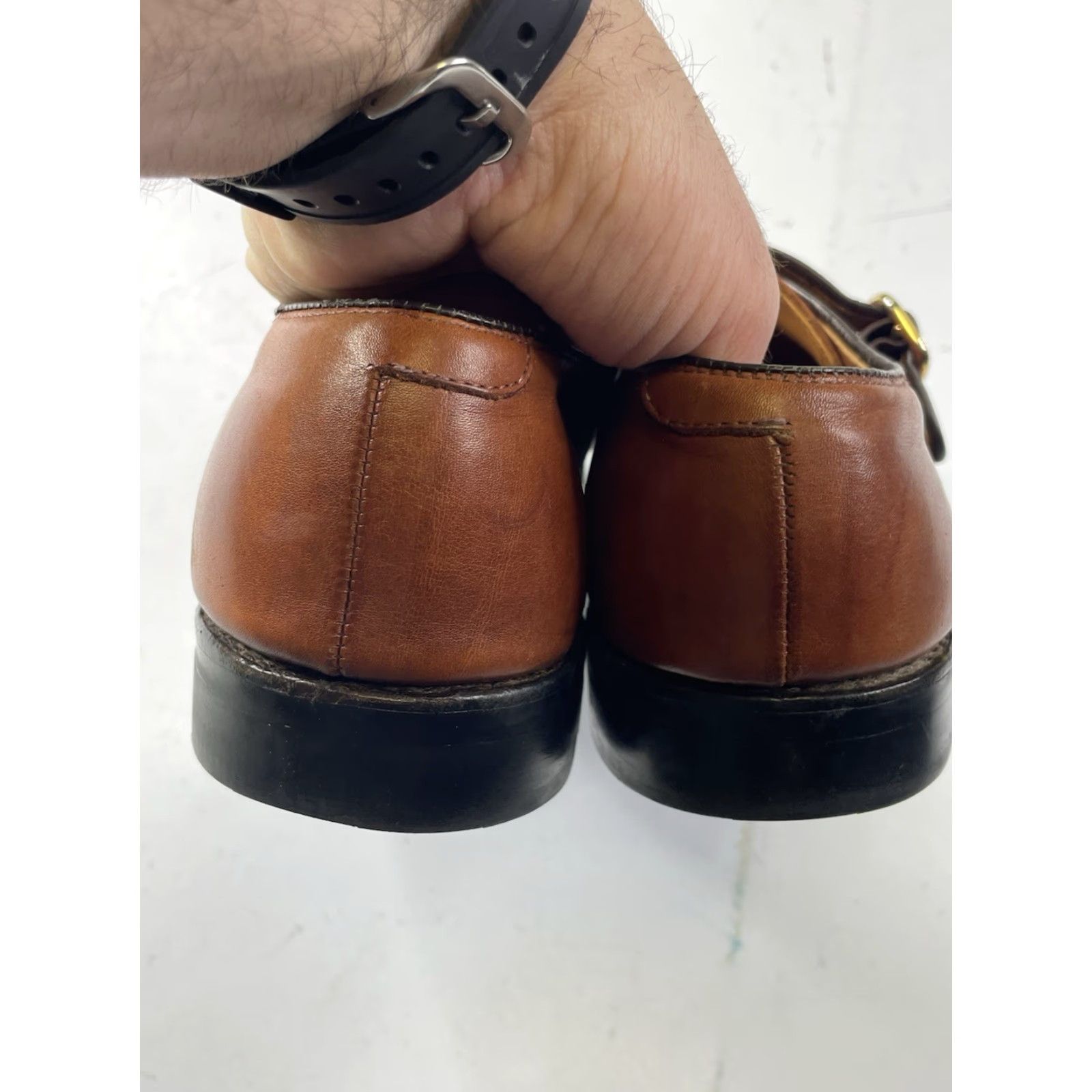Allen Edmonds VINTAGE? No — Allen Edmonds Garner Monk Strap Loafers USA Made Burnished Calf Skin Sz 9.5 Mens Brown Leather Dress Shoes Buckle Strap Navy? Size US 10 / EU 43 - 5 Thumbnail