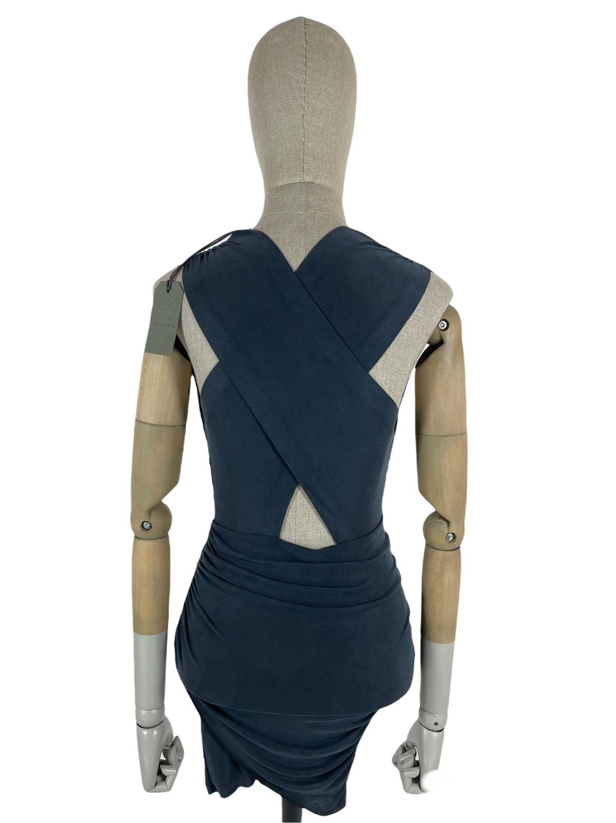 Allsaints NEW Nirman Ruched Wrap Over Open Back Mini Cross Avant Dress Size S / US 4 / IT 40 - 2 Thumbnail