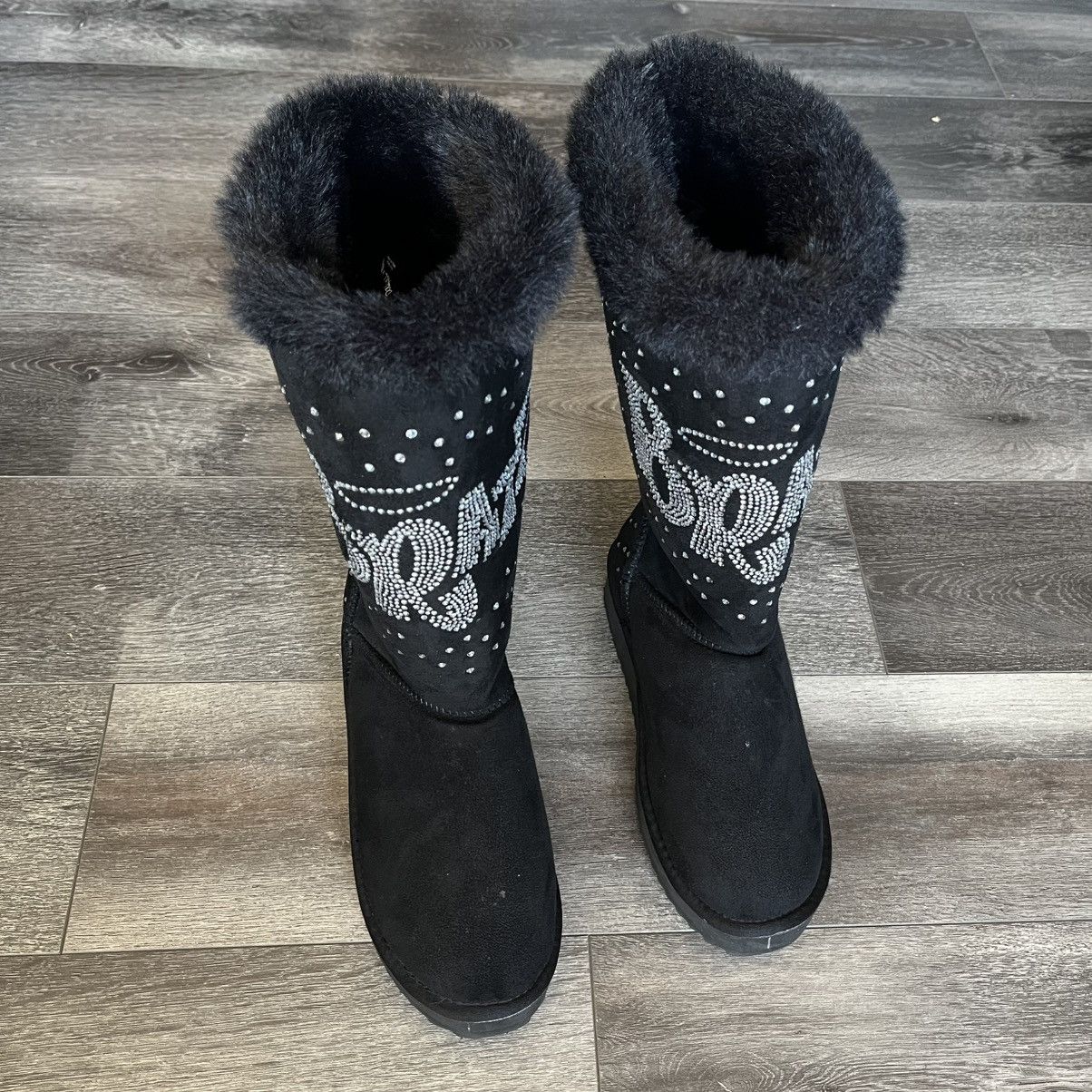 Dolls Kill Dolls Kill Bratz Rhinestone Logo Faux Fur High Boot Slippers Size US 8 / IT 38 - 1 Thumbnail