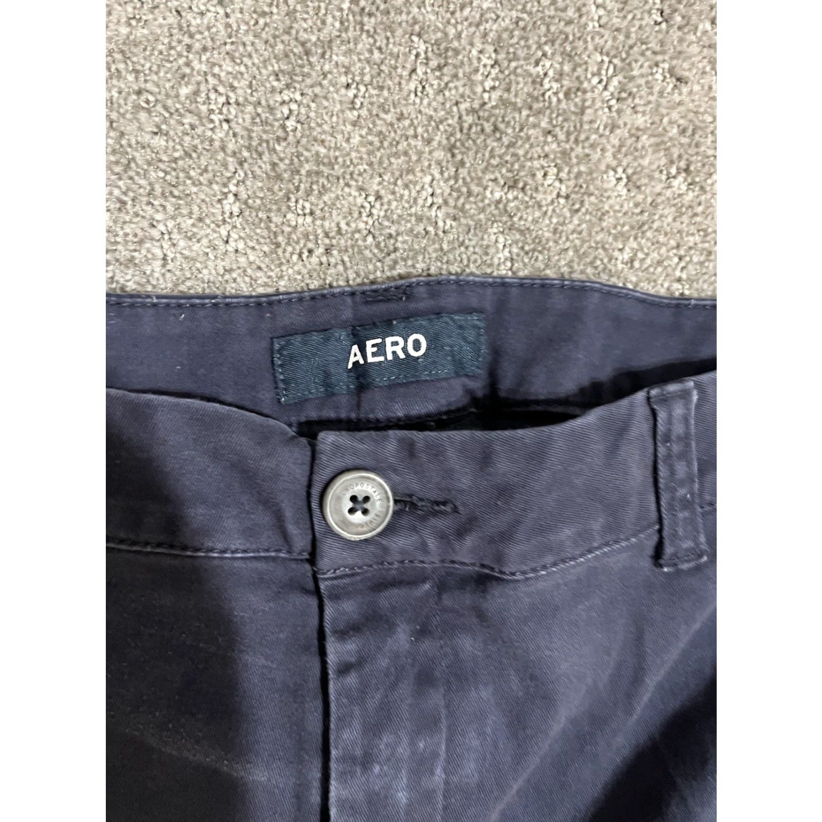 Vintage Aéropostale Women's Skinny Stretch Chino Pants Size 16 Long Navy Blue Casual 97% Cotton Size 38" / US 16 / IT 52 - 5 Thumbnail