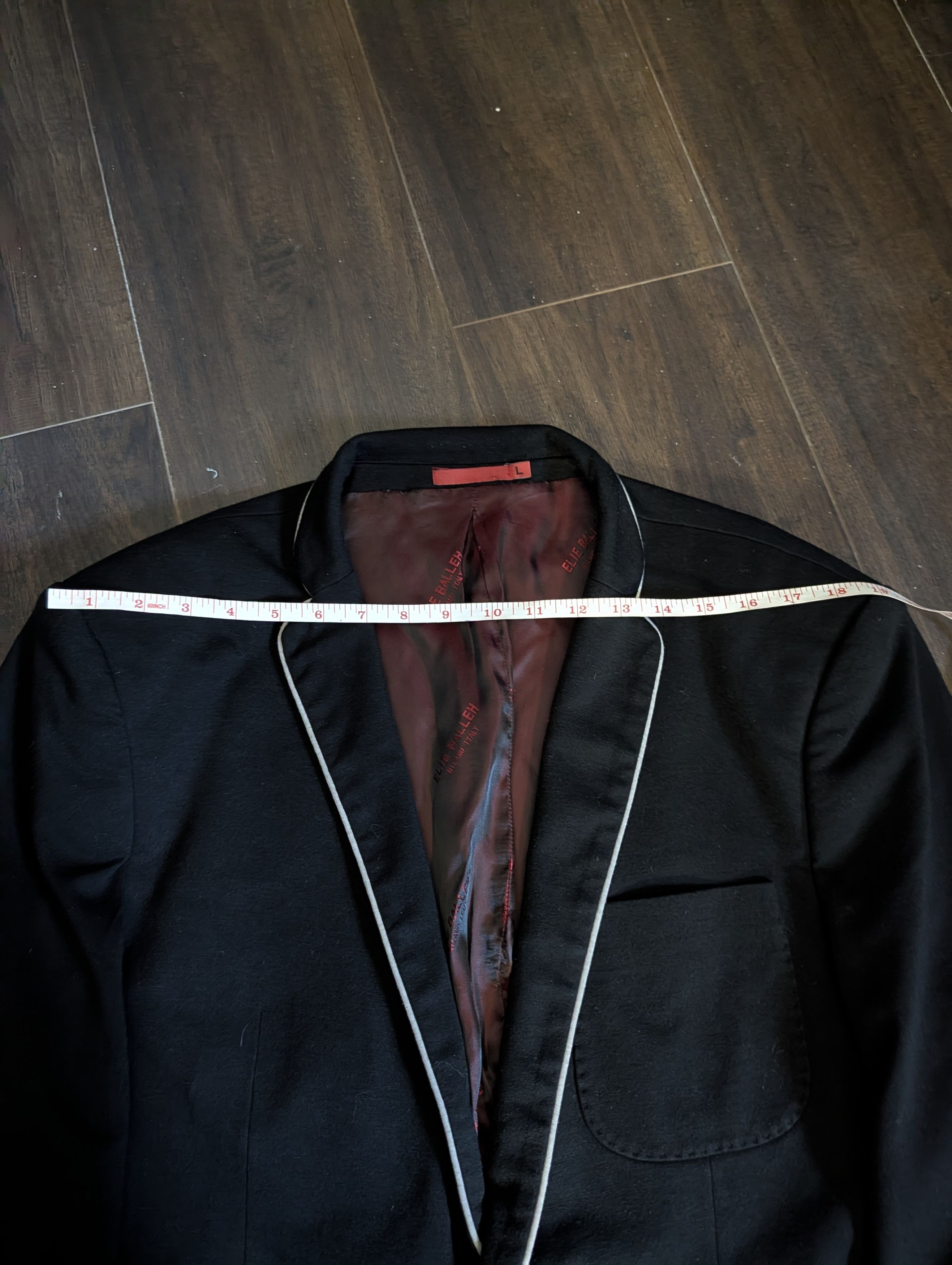 Elia Maurizi ELIE BALLEH Black fleece elbow patch smoking jacket Size 42R - 17 Thumbnail