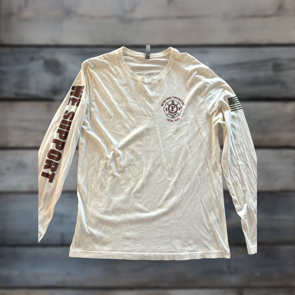 Next Level Firefighter Shirt Metro Dade Local 1403 Long Sleeve Men Large Miami White Size US L / EU 52-54 / 3 - 1 Thumbnail