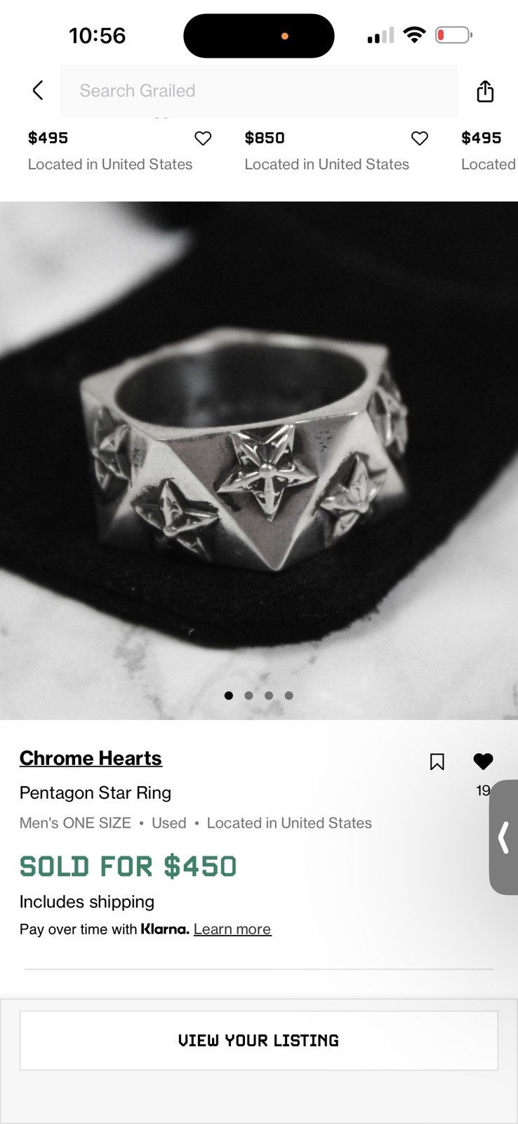 Chrome Hearts Chrome Hearts Men’s Pentagon Star Silver Ring Size 10 Size ONE SIZE - 10 Thumbnail