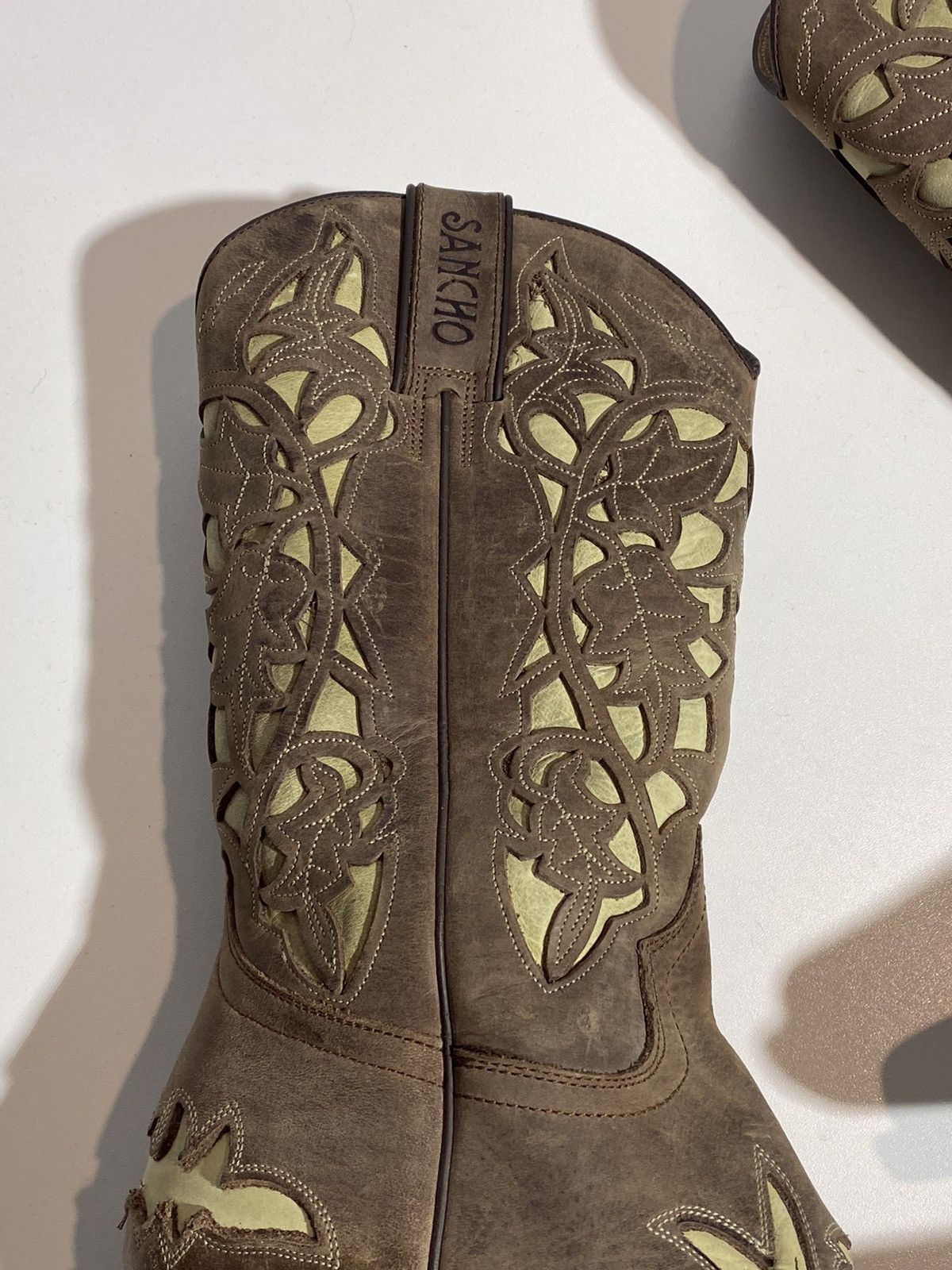 Genuine Leather × Vintage Vintage 00s Leather Cowboy Boots y2k Sancho Western Rodeo Size US 7 / IT 37 - 7 Thumbnail