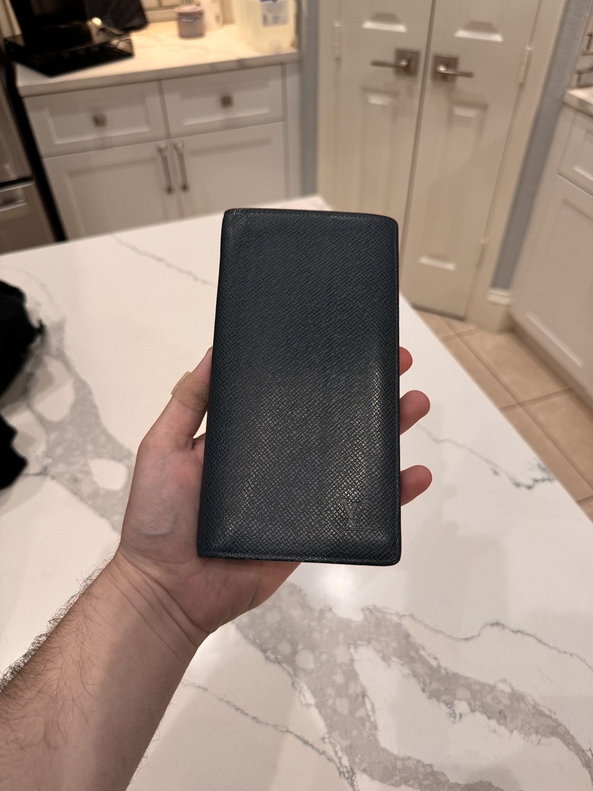 image of Louis Vuitton Taiga Leather Navy Brazza Long Wallet, Men's