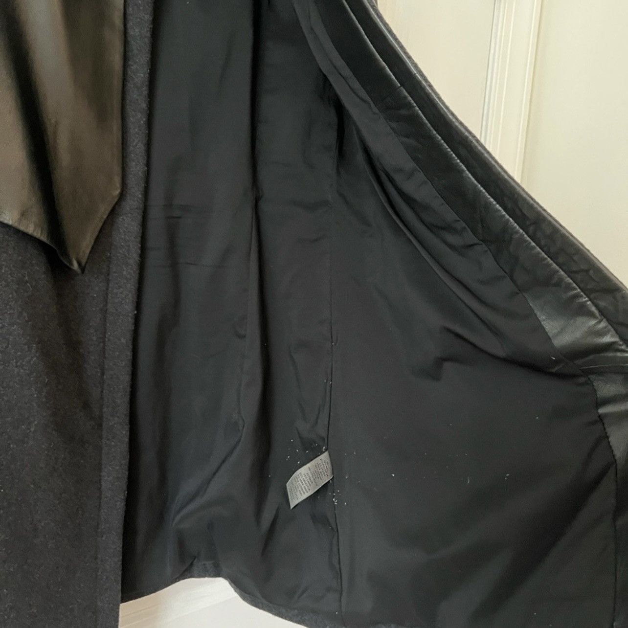 Vera Wang Vera Wang Wool & Leather Coat XS Black Size XS / US 0-2 / IT 36-38 - 7 Thumbnail
