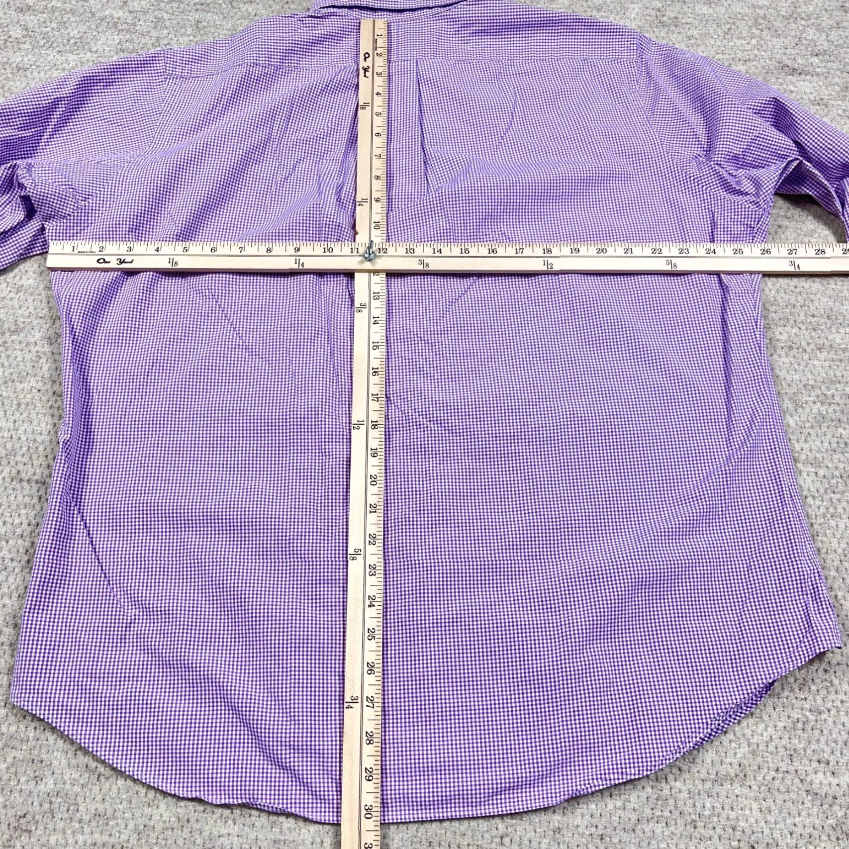 Ralph Lauren VINTAGE Ralph Lauren Shirt Men XL Purple Button Up Gingham Check Poplin Dress Pocket Size 46R - 7 Thumbnail