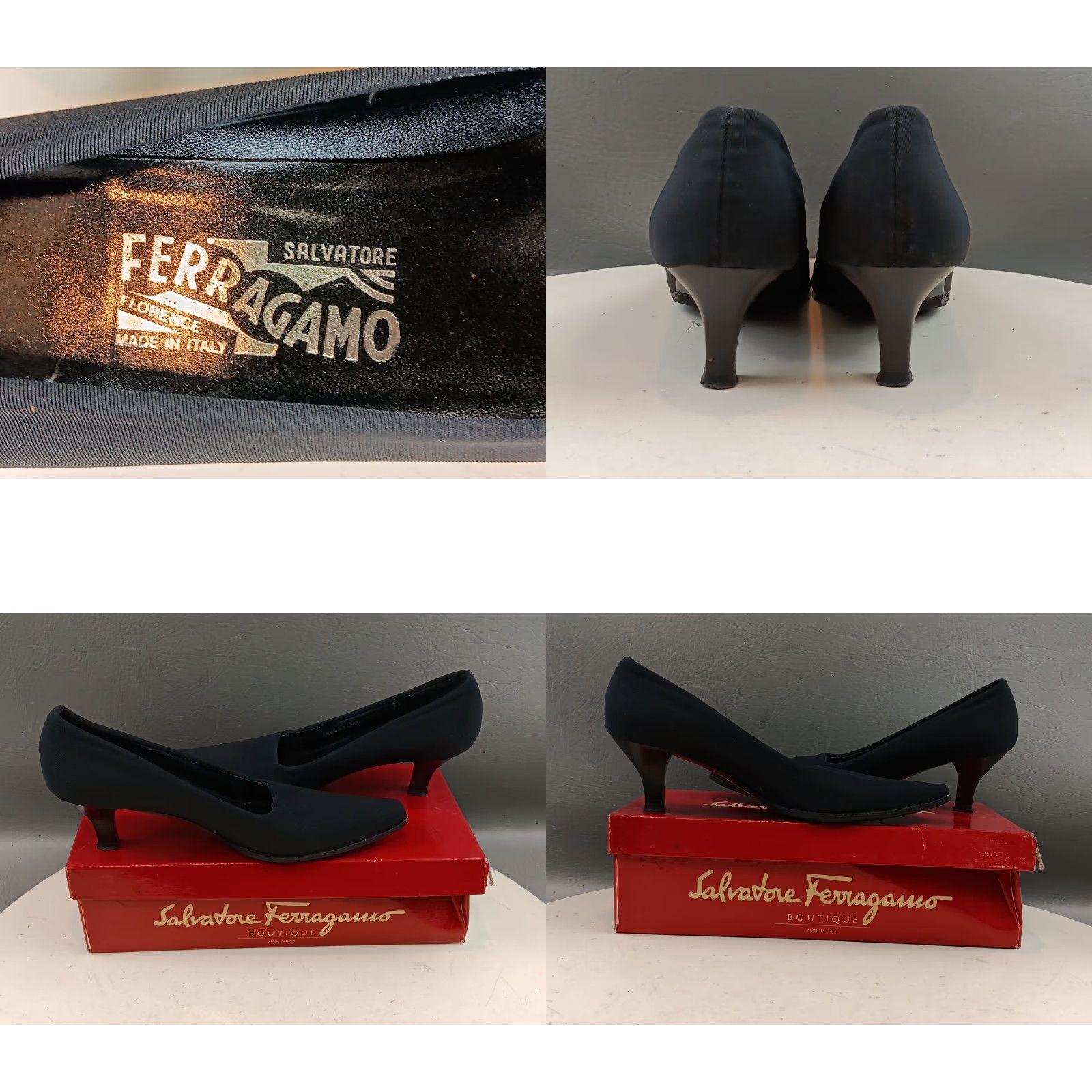 Salvatore Ferragamo VINTAGE Salvatore Ferragamo Pumps SHOE Women US8 Black Textured Fabric Block Heel Almond Toe Slip On Lightly Worn Size US 8 / IT 38 - 11 Thumbnail