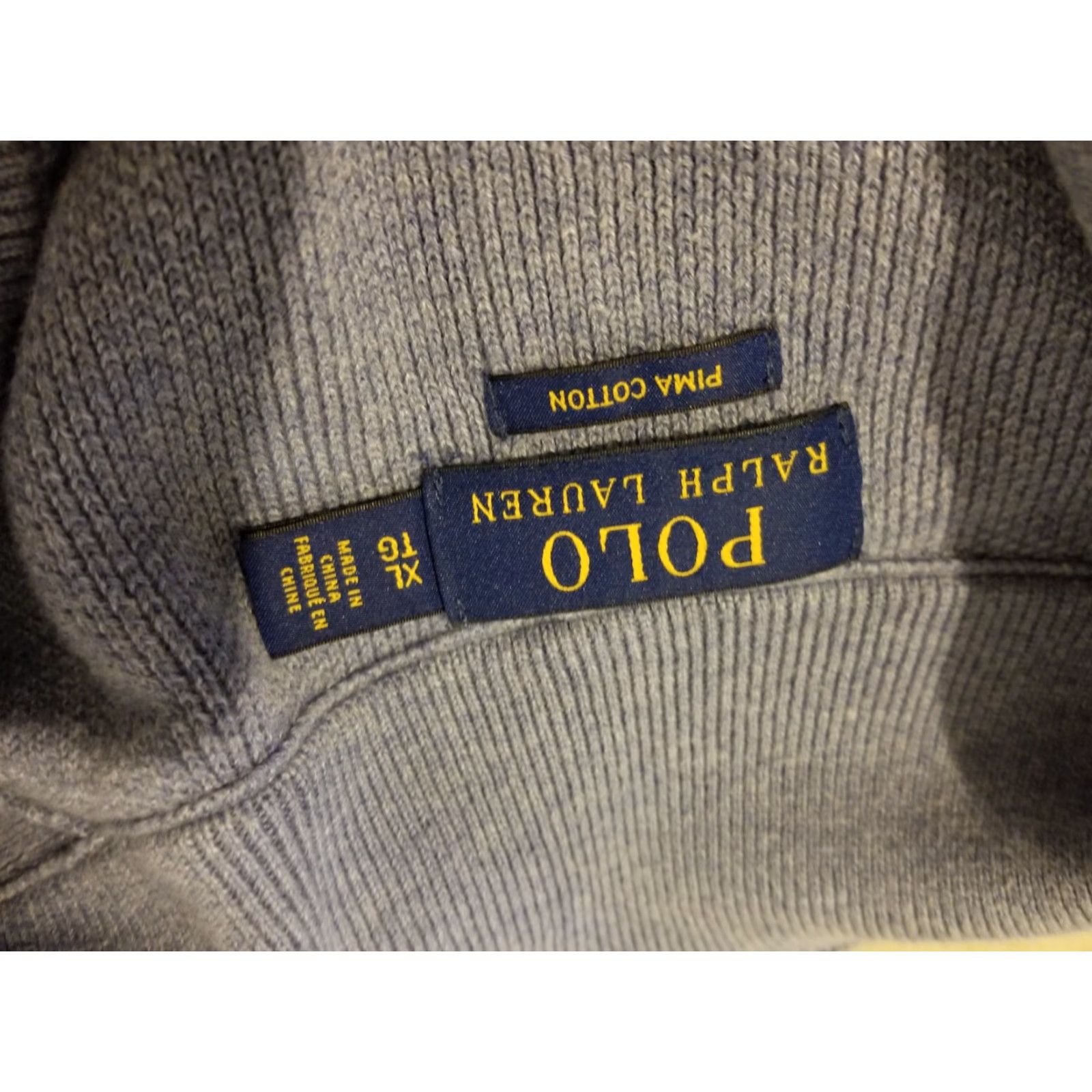 Polo Ralph Lauren VINTAGE Polo Ralph Lauren Mens Polo Sweater XL Blue Cotton Half Zip Pullover Size US XL / EU 56 / 4 - 3 Thumbnail