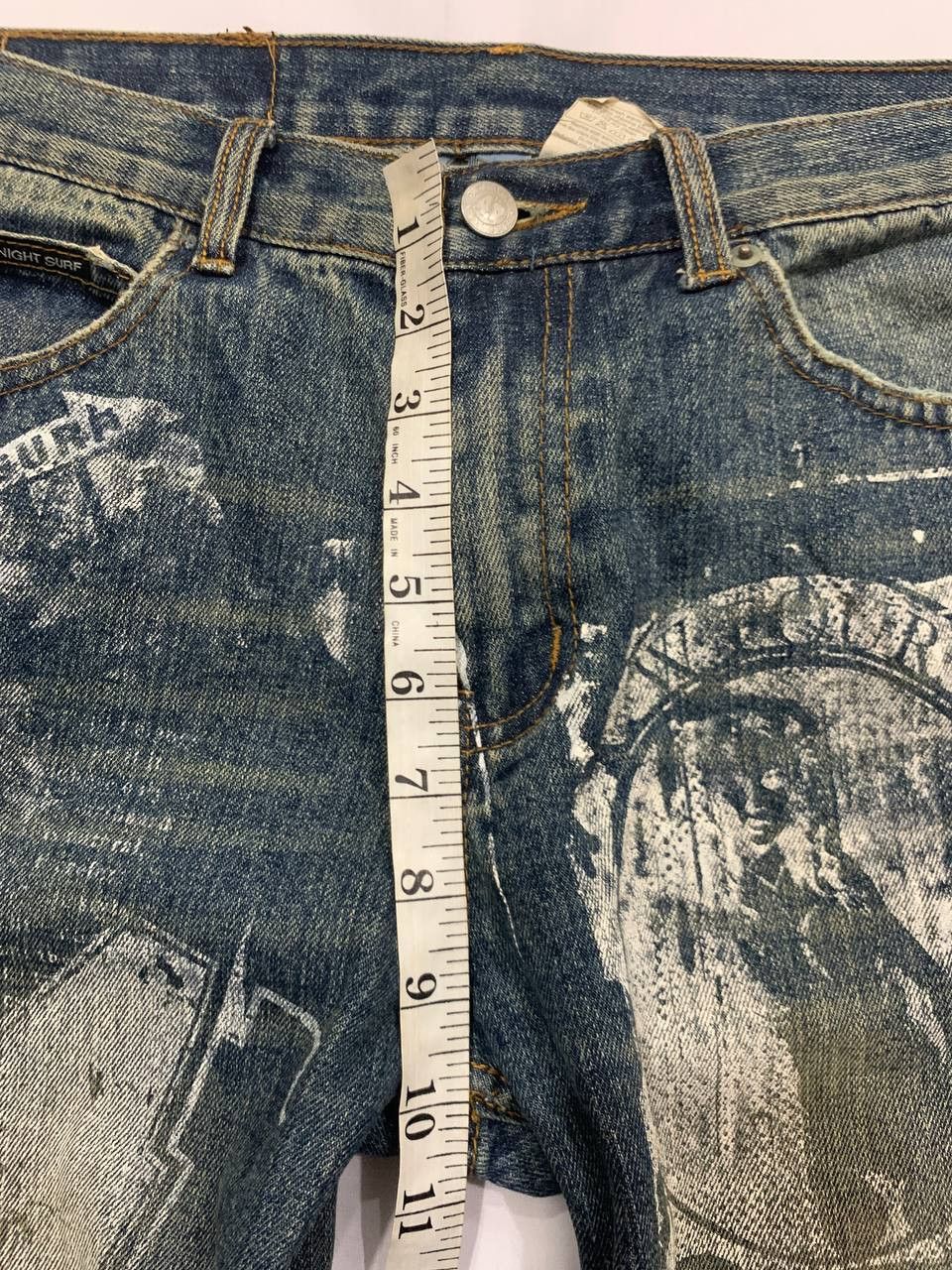 Japanese Brand Vintage 2000s WFour Japan Printed Face Jeans Size US 30 / EU 46 - 12 Thumbnail