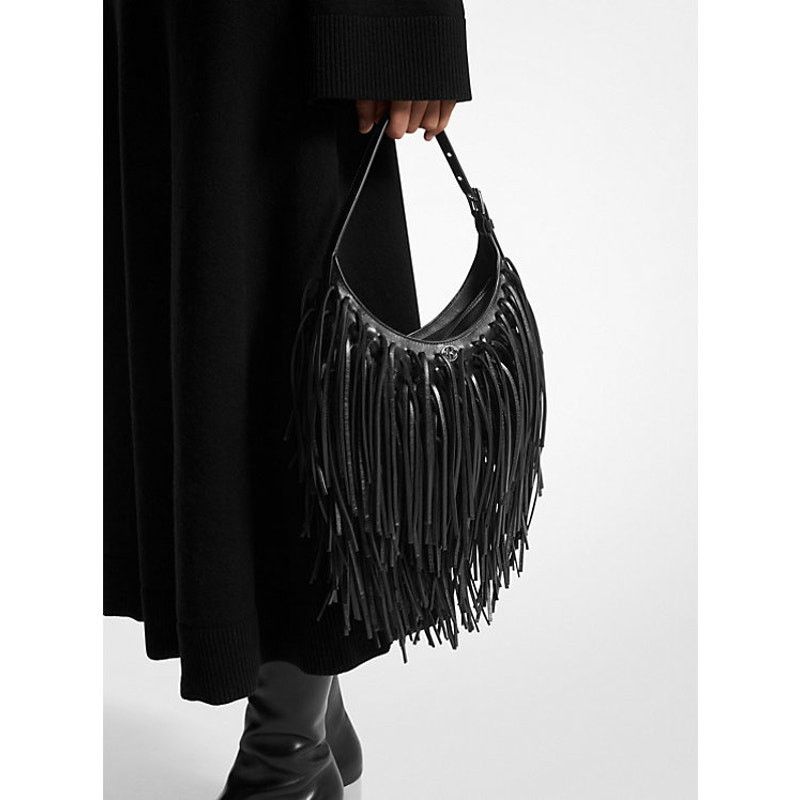 Michael Kors Michael Kors Collection Dyan Fringed Leather Shoulder Bag Size ONE SIZE - 3 Thumbnail