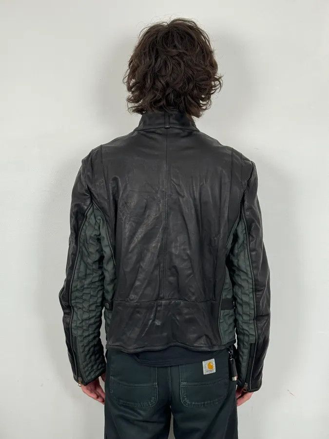 Armani 2000s Armani Hybrid Black & Green Leather Biker Jacket Size US M / EU 48-50 / 2 - 3 Thumbnail