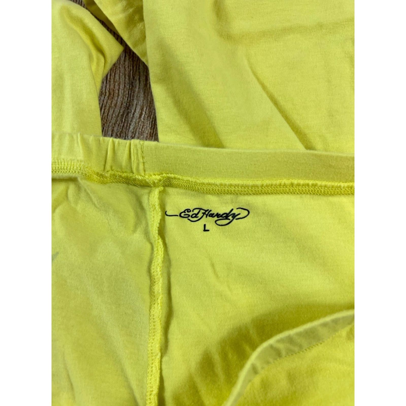 Ed Hardy VINTAGE Women’s Ed Hardy Gone Forever Cherry Wings Logo Yellow Pants Large Women activewear Sweatpants L Size 36" / US 14 / IT 50 - 6 Thumbnail