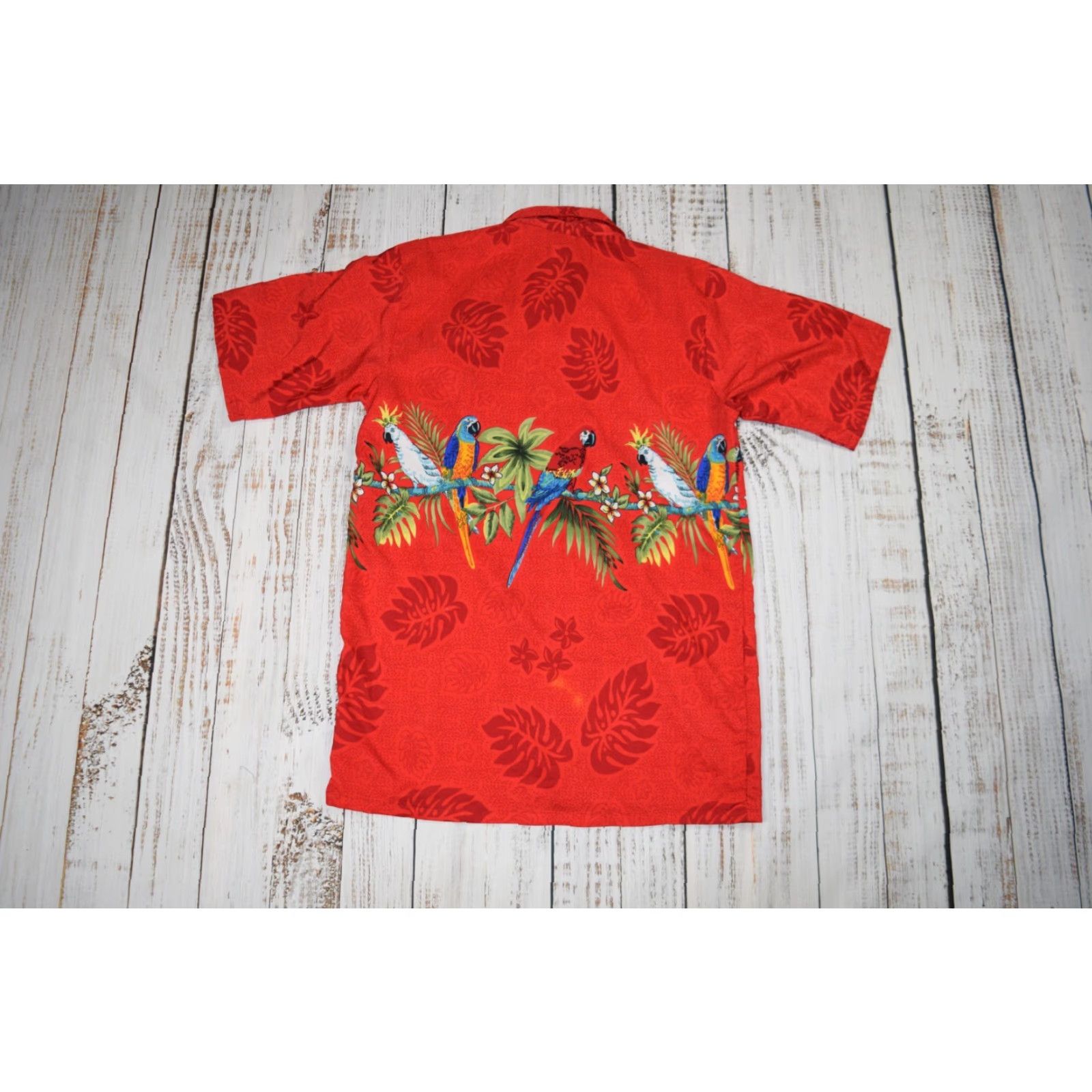 Vintage VINTAGE Royal Creations Shirt Mens Regular 40 Red Palm Leaf Hawaiian Button-Up Short Sleeve Beach 90s Mens Size US L / EU 52-54 / 3 - 7 Thumbnail