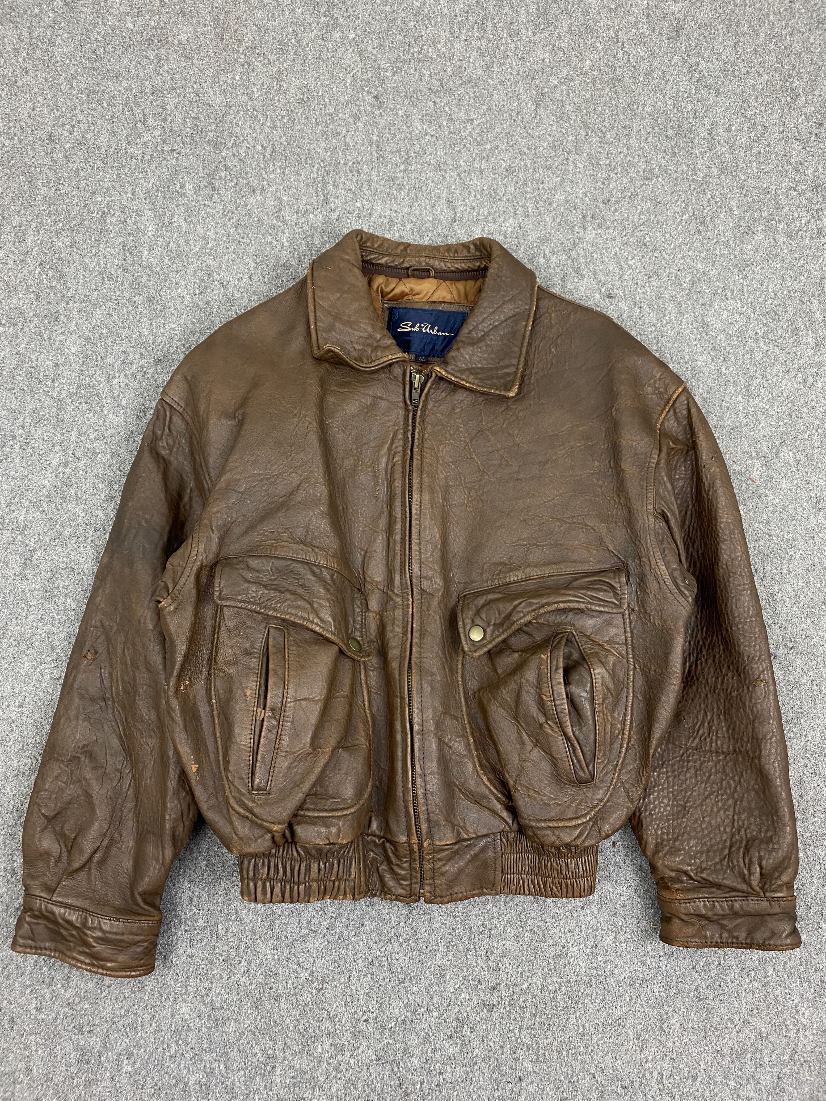 Genuine Leather Vintage Sub-Urban Japan Made Flight Leather Jacket J1996 Size US XL / EU 56 / 4 - 2 Thumbnail