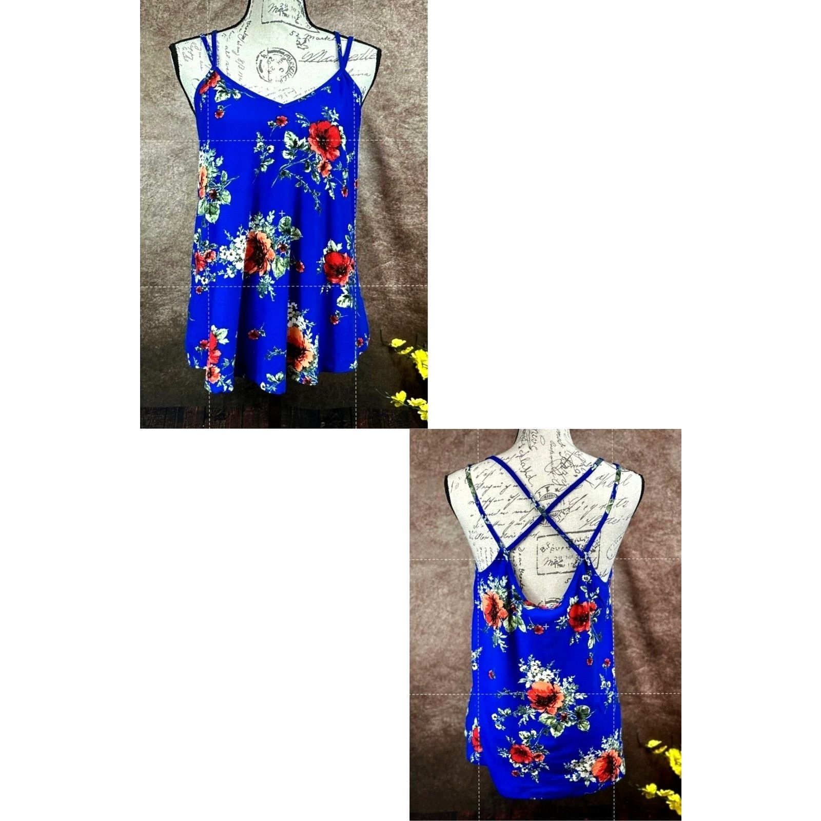 Other Papermoon Basima Back Detail Knit Top Blue Floral L Size L / US 10 / IT 46 - 2 Thumbnail