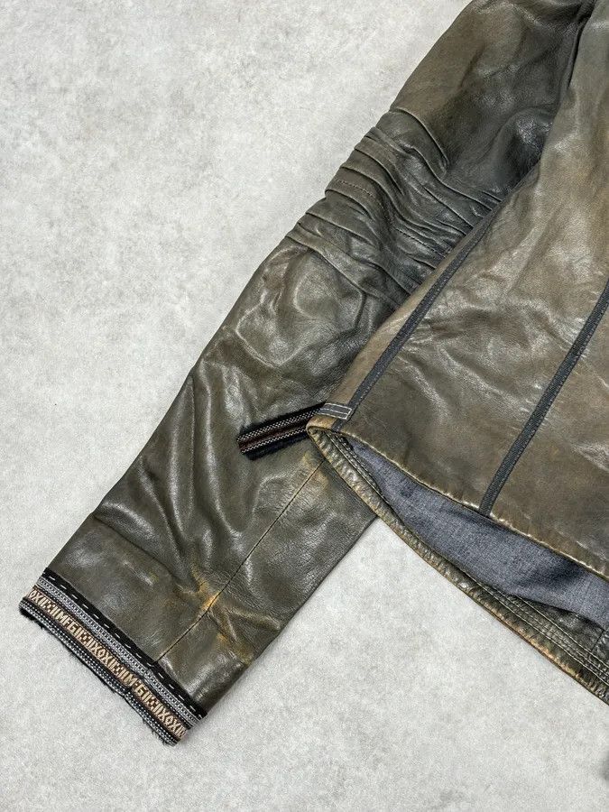 Marithe + Francois Girbaud AW2003 Marithé + François Girbaud Grey Eroded Buttoned Asymmetrical Leather Jacket Size S / US 4 / IT 40 - 11 Thumbnail