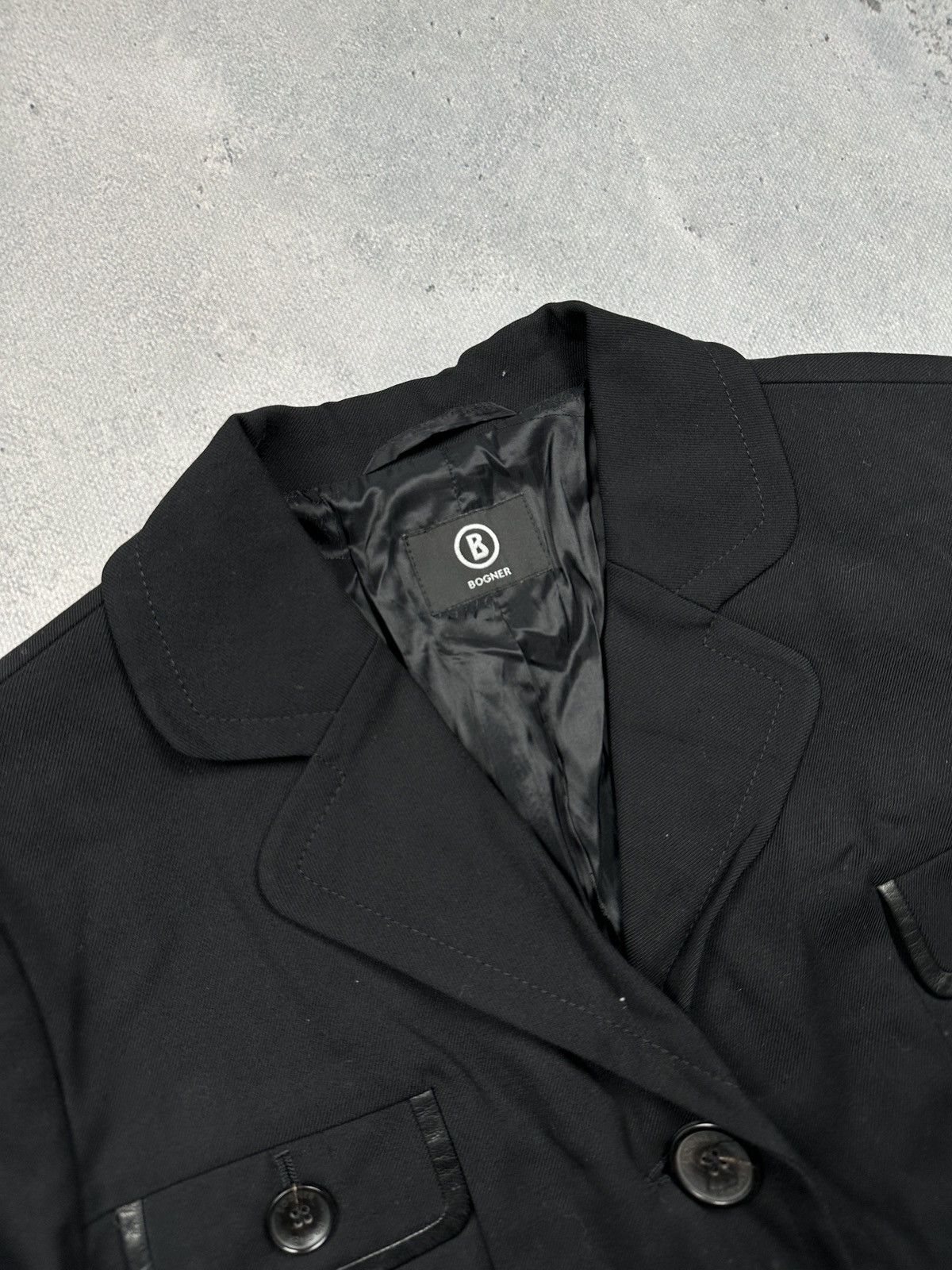 Bogner Rare Vintage Bogner Wool-Blend Tailored Jacket Leather Trim Size L / US 10 / IT 46 - 7 Thumbnail