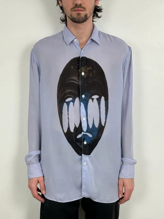 Comme des Garcons Comme des Garçons Shirt Blue Abstract Face Shirt Size US L / EU 52-54 / 3 - 1 Thumbnail