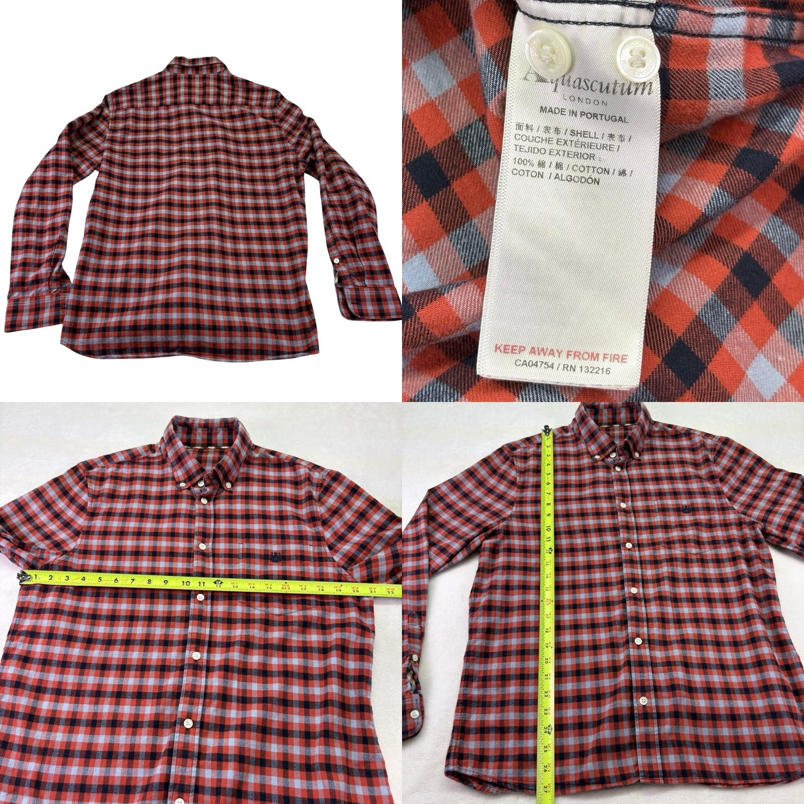 Aquascutum Aquascutum Shirt Mens M Red Navy Flannel Tattersall Plaid Long Sleeve Button Down Size US M / EU 48-50 / 2 - 8 Thumbnail