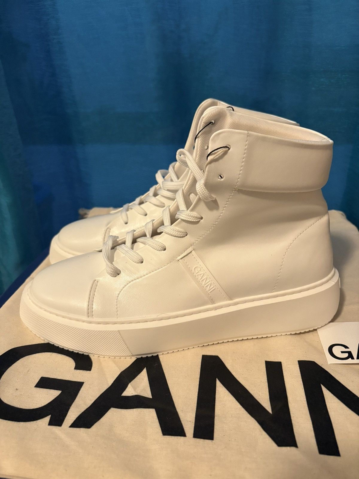 Ganni Ganni White Leather Hight Tops Size US 12 / IT 42 - 5 Thumbnail