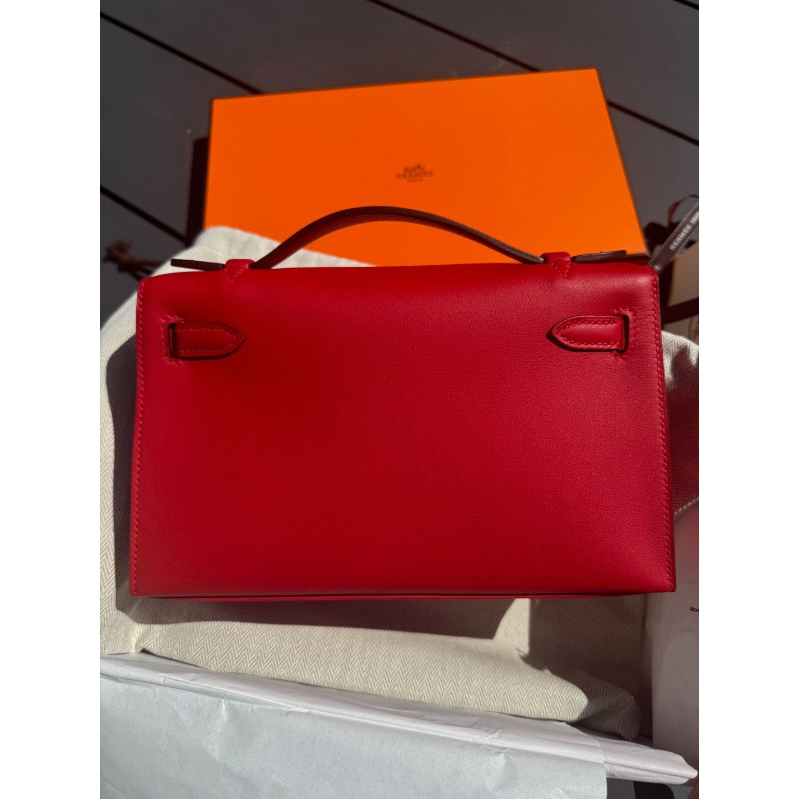 Hermes Hermes Mini Kelly Rouge Red Palladium Hardware Clutch Bag Size ONE SIZE - 17 Thumbnail