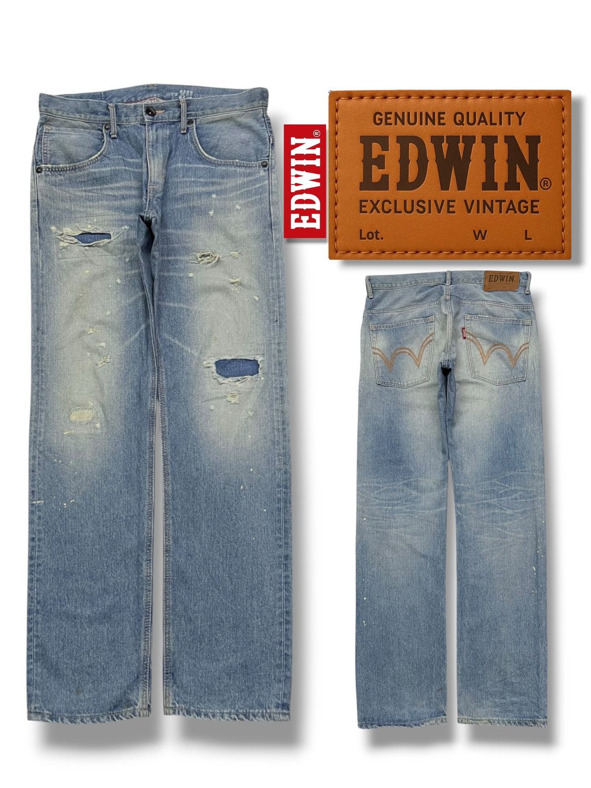 Edwin Vintage Edwin EX403 Japan - Faded Light Wash, Distressed Size US 37 - 1 Thumbnail