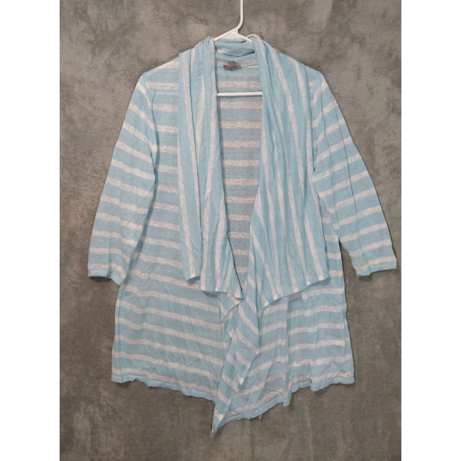 J. Jill J.Jill Cardigan Sweater Womens M Blue Striped Linen Long Sleeve VINTAGE? Size M / US 6-8 / IT 42-44 - 2 Thumbnail