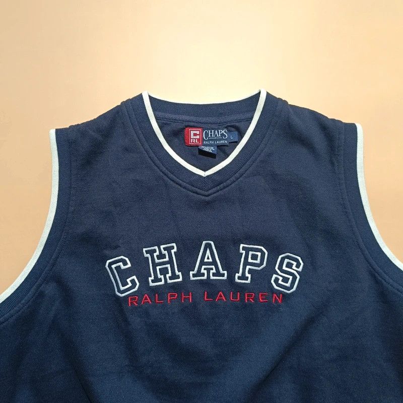 Chaps Ralph Lauren Vintage 90s Chaps Ralph Lauren Blue Vest Big Logo Spellout L Size US L / EU 52-54 / 3 - 4 Thumbnail