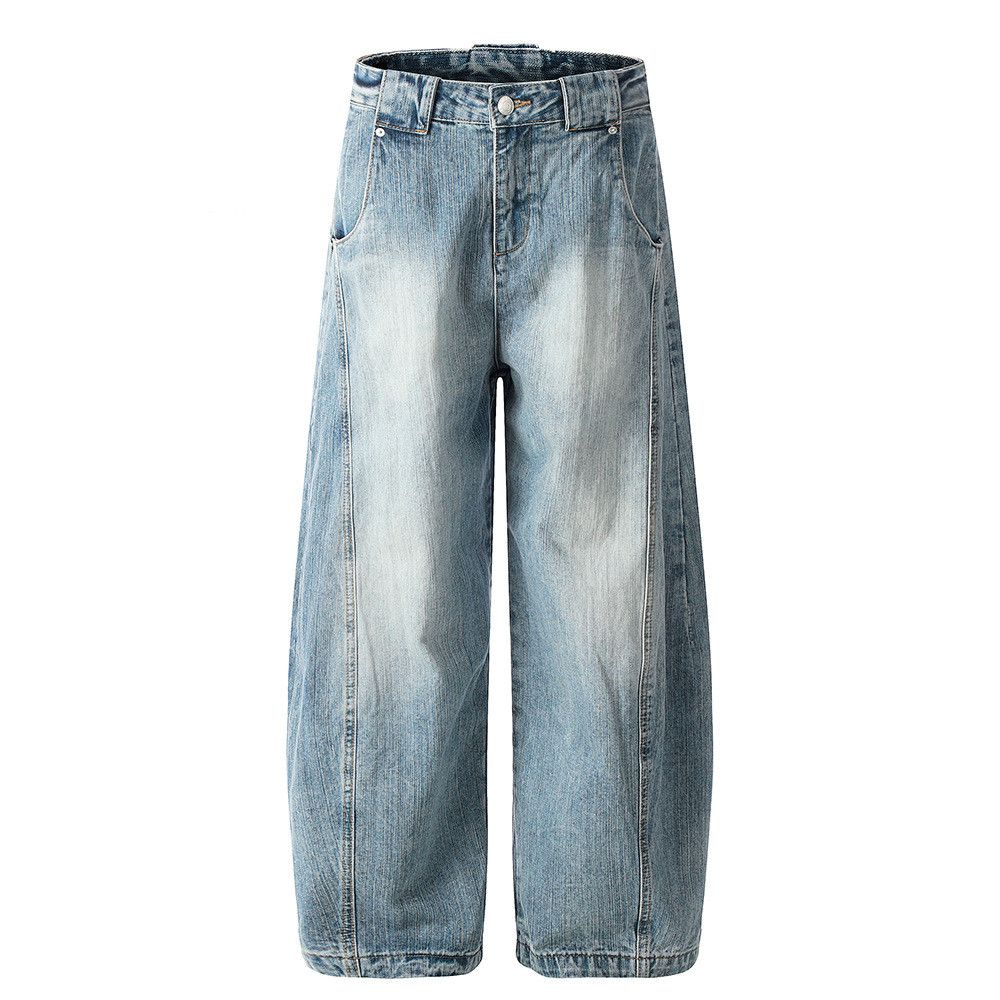 Vintage American retro patchwork men's curved wash jeans Size US 34 / EU 50 - 1 Thumbnail