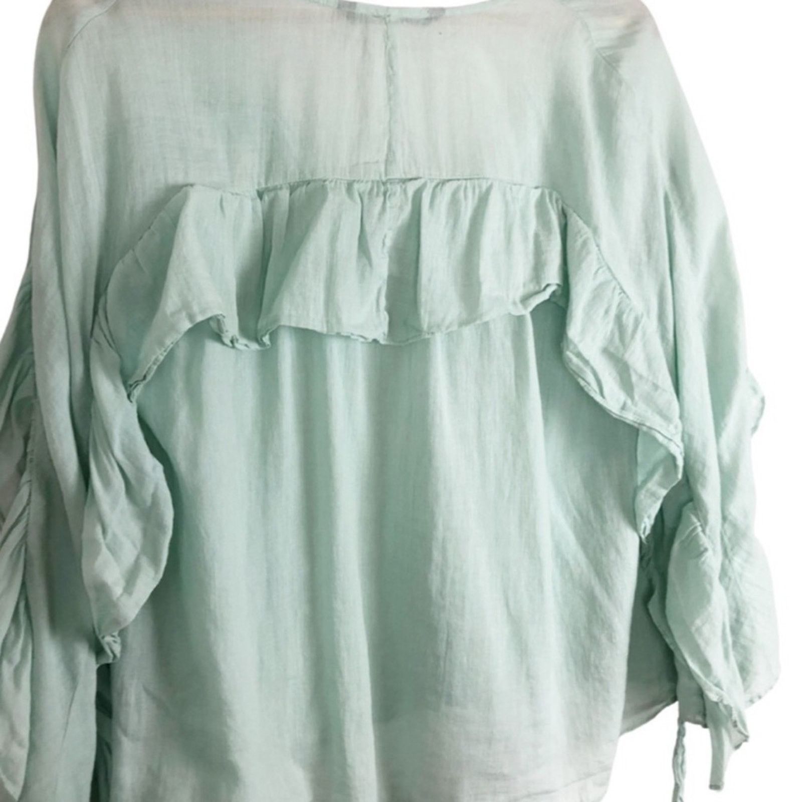 Zara Zara Women’s Basic Sage Ruffle Feminine Blouse Size M / US 6-8 / IT 42-44 - 9 Thumbnail