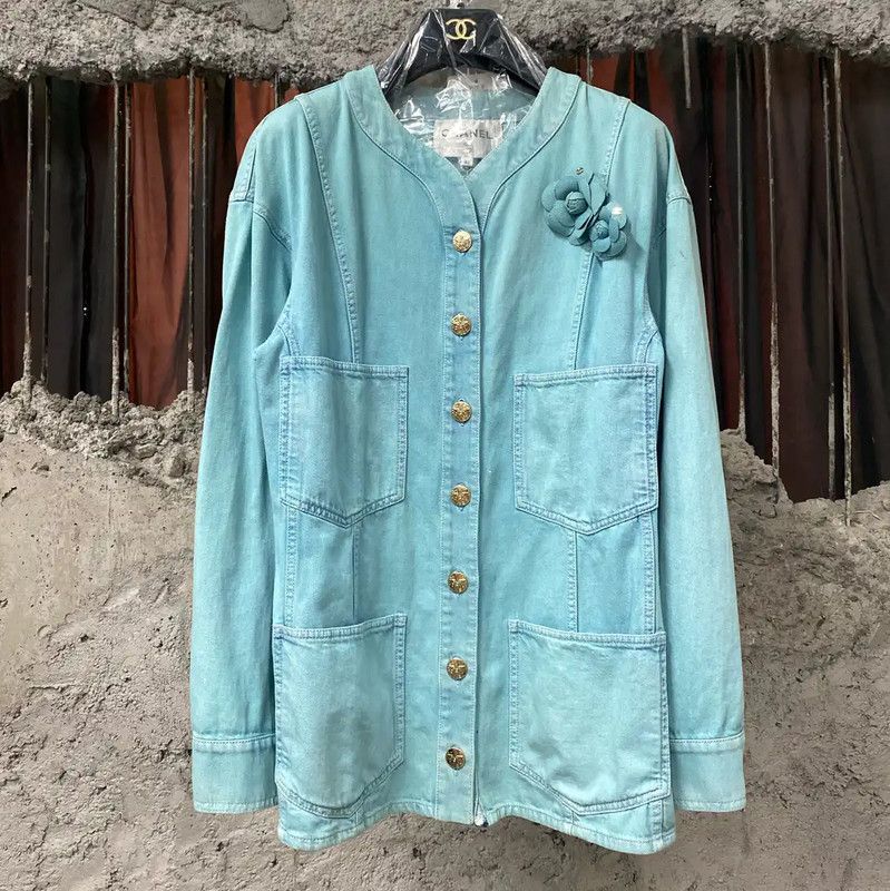 Chanel Chanel Blue Cotton Women's Jacket 0089 Size ONE SIZE - 1 Thumbnail