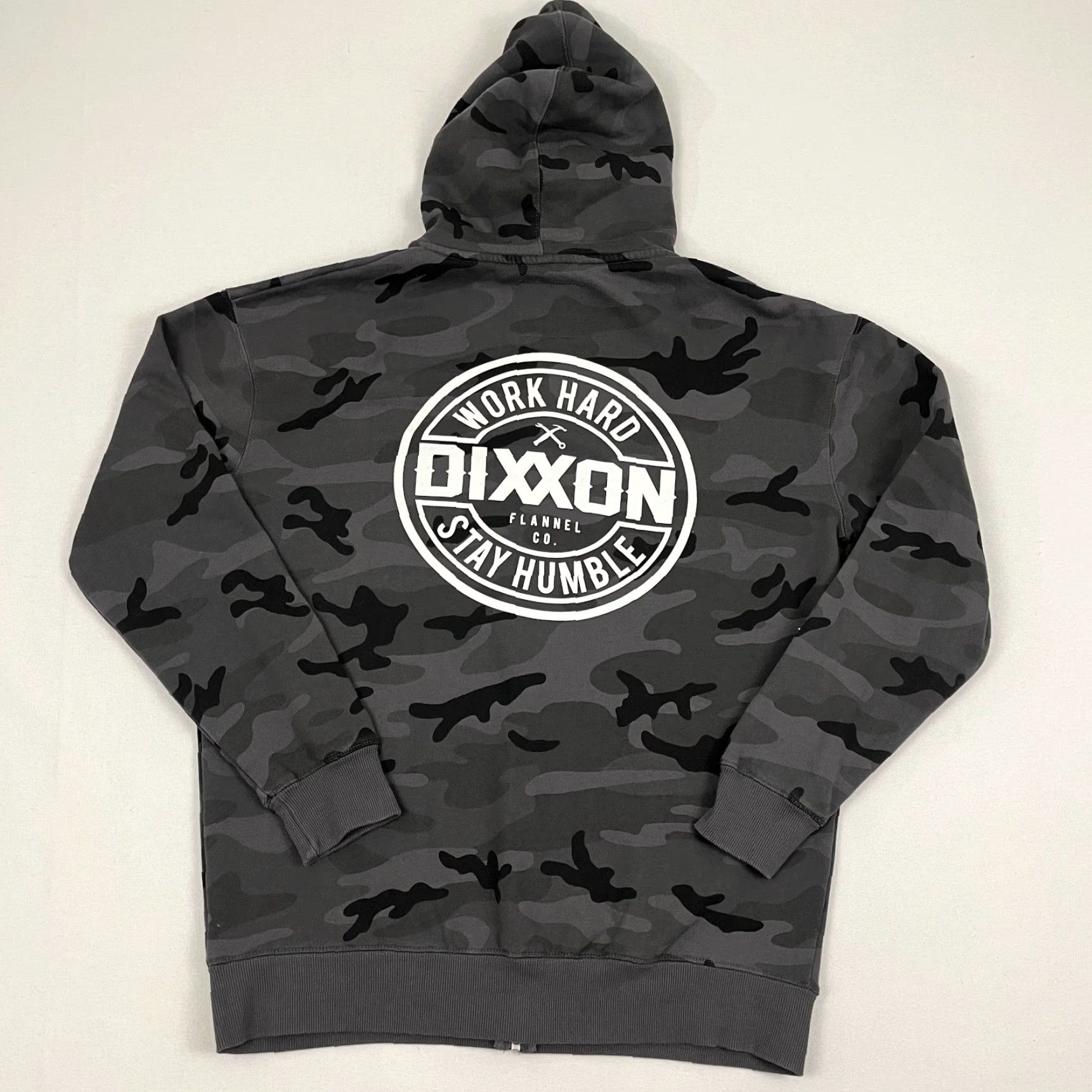 Polo Ralph Lauren Dixxon Flannel Co Hoodie Mens Medium Gray Black Camo Graphic Sweatshirt Full Zip Size US M / EU 48-50 / 2 - 2 Thumbnail