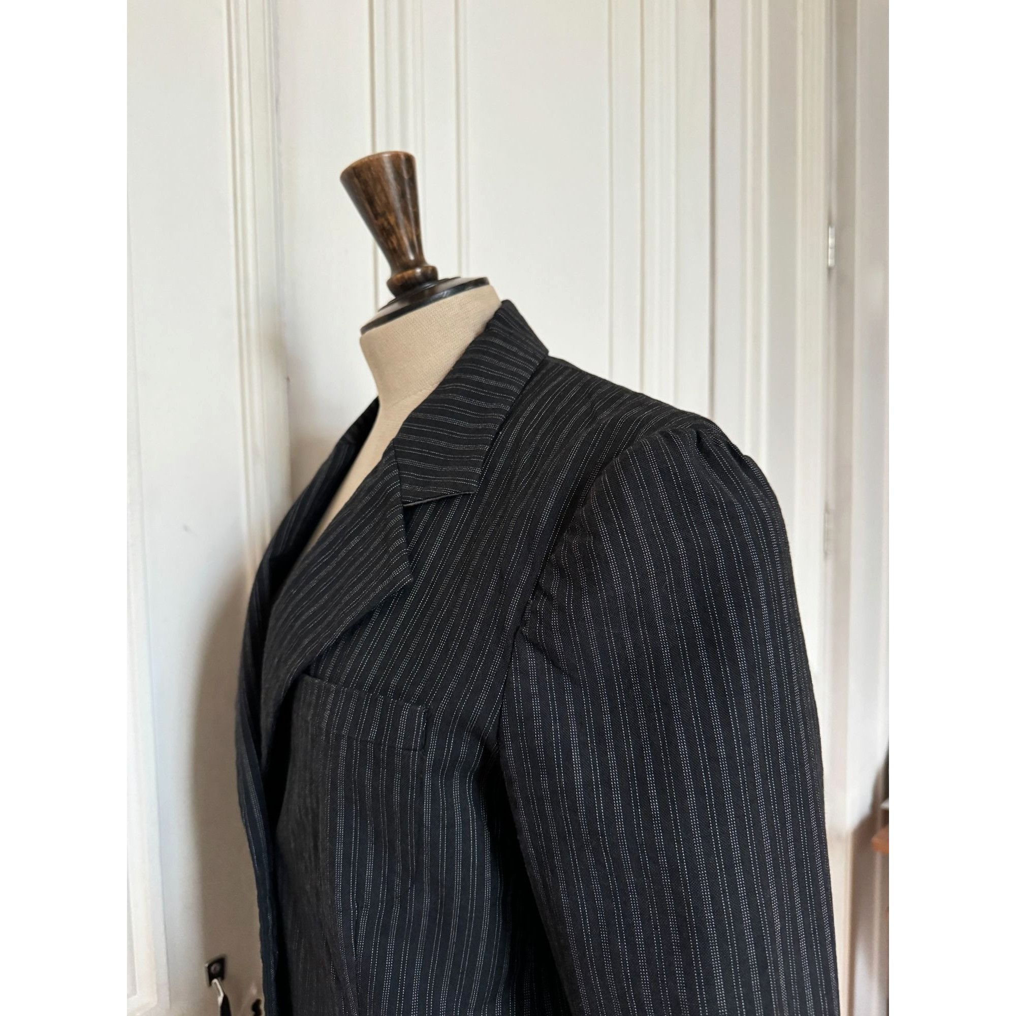 Miu Miu Grey Wool Pinstripe Jacket Size M / US 6-8 / IT 42-44 - 3 Thumbnail