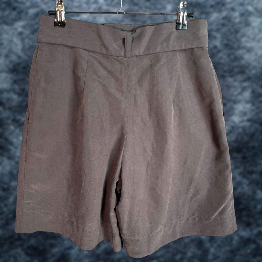 Vintage Morgan Carper Womens Bermuda Shorts 4 Gray Pleated High-Waist With Tie Belt Size 27" / US 4 / IT 40 - 1 Thumbnail