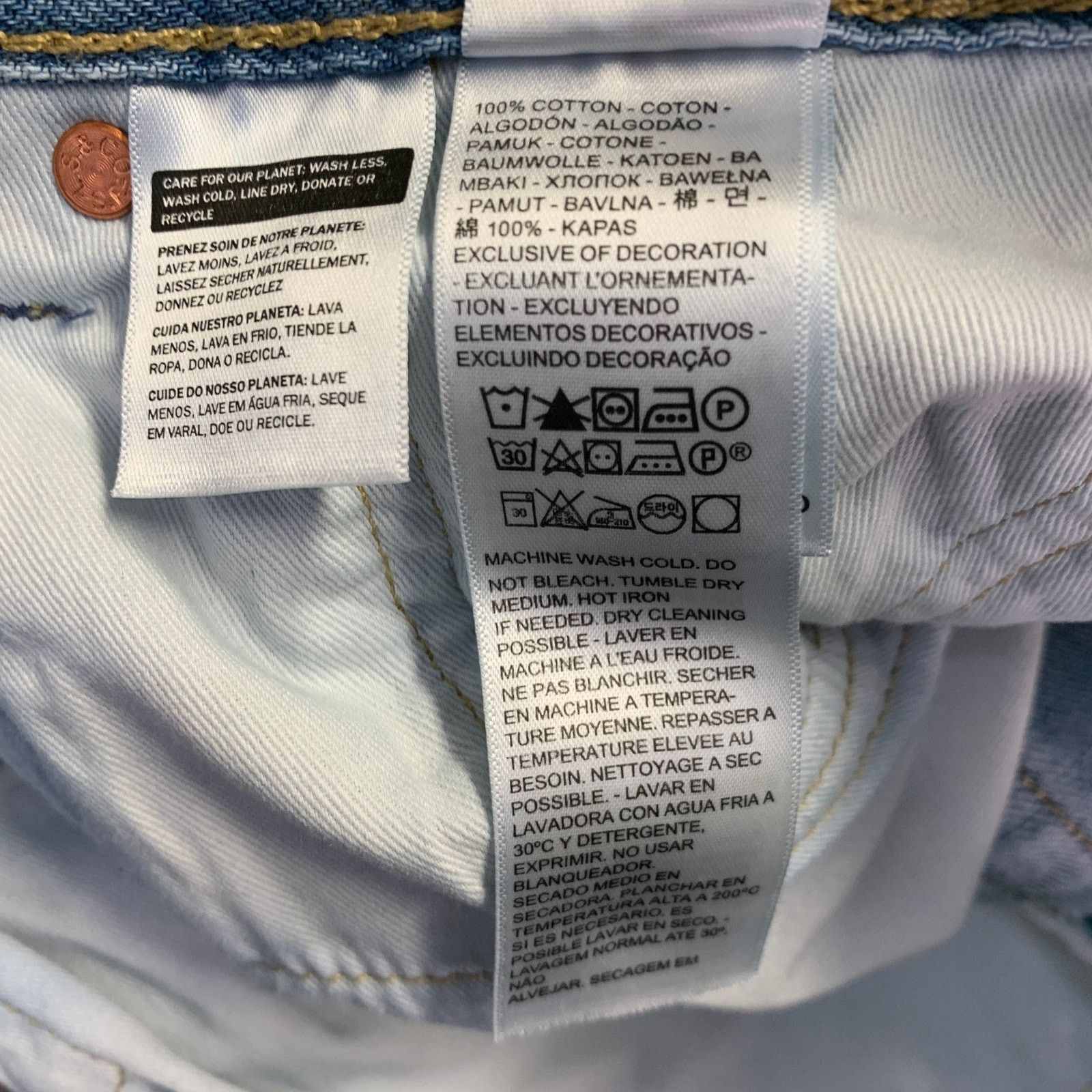 Levi's 32 Blue Cotton Wide Leg Distressed Raw Edge Jeans Size US 32 / EU 48 - 10 Thumbnail