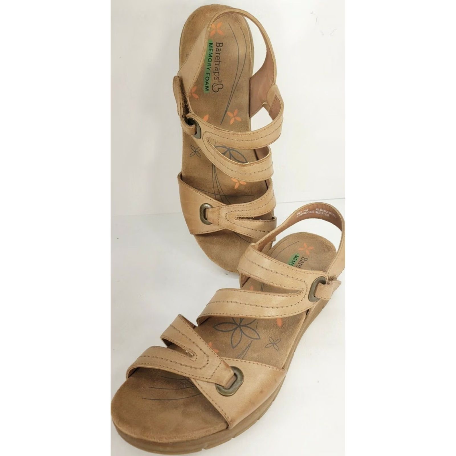 Vintage Baretraps Cindy Slingback Strappy Sandals Women’s 7.5M Tan Faux Leather Flats Size US 8 / IT 38 - 4 Thumbnail