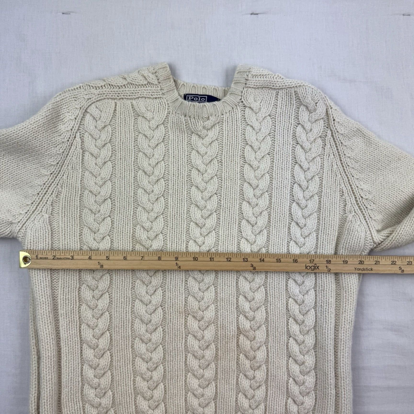 Polo Ralph Lauren VINTAGE Polo Ralph Lauren Wool Sweater Adult Large Ivory Knit 90s Preppy Mens Size US L / EU 52-54 / 3 - 7 Thumbnail