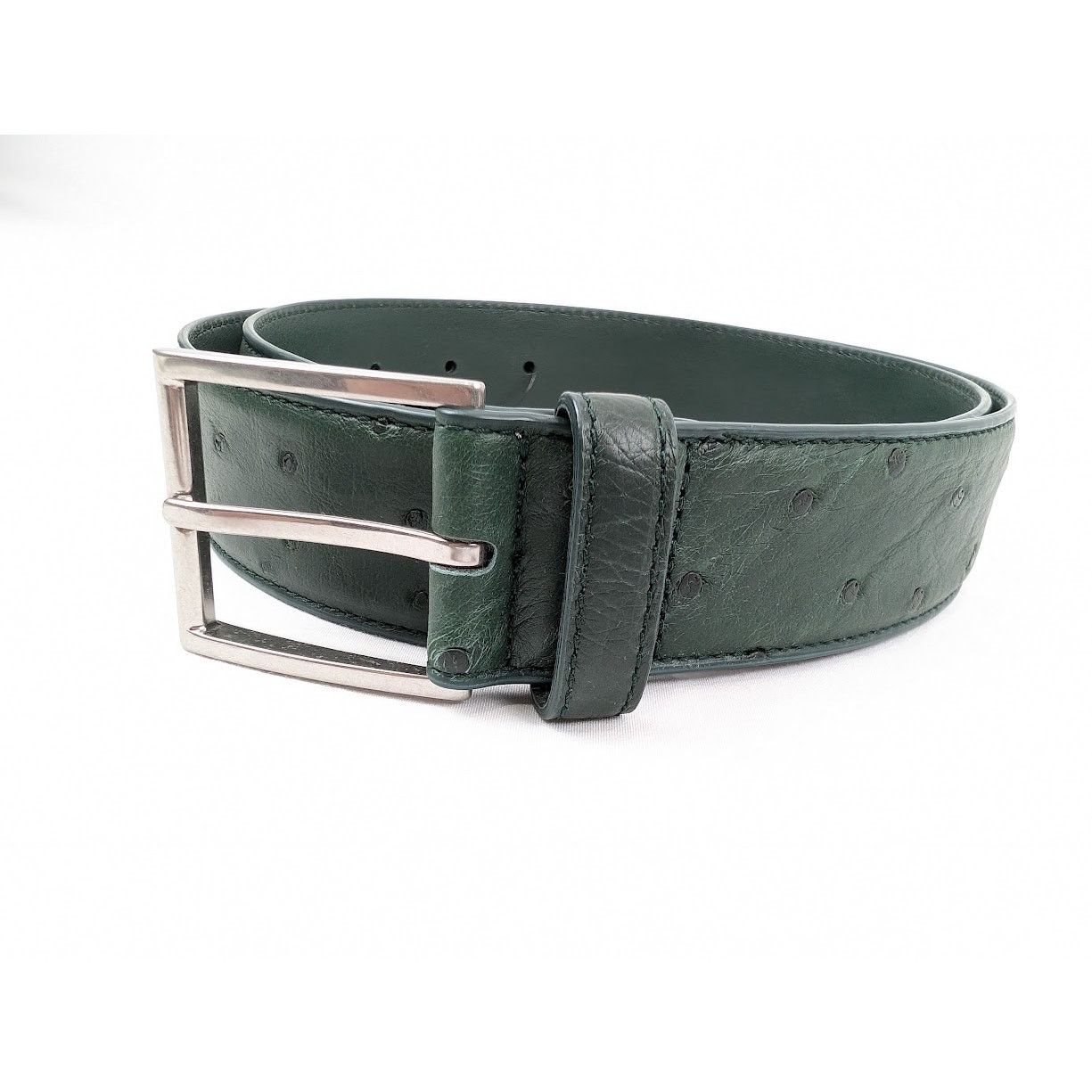 Bottega Veneta o1rshd1 Size: 90 / Struzzo/Light Calf Belt in Pine Green Size ONE SIZE - 4 Thumbnail
