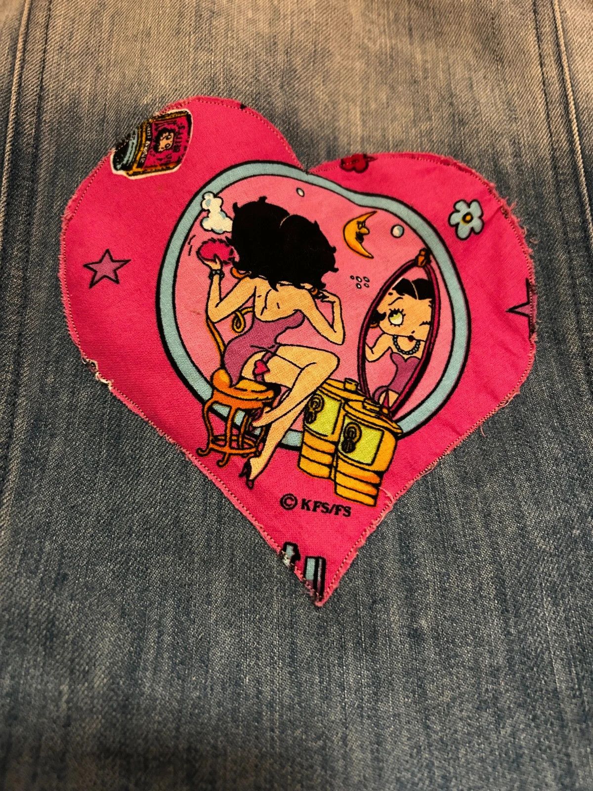 NEXT RARE Y2K Betty Boop Cropped Denim Jacket. Size XXL / US 16-18 / IT 52-54 - 2 Thumbnail