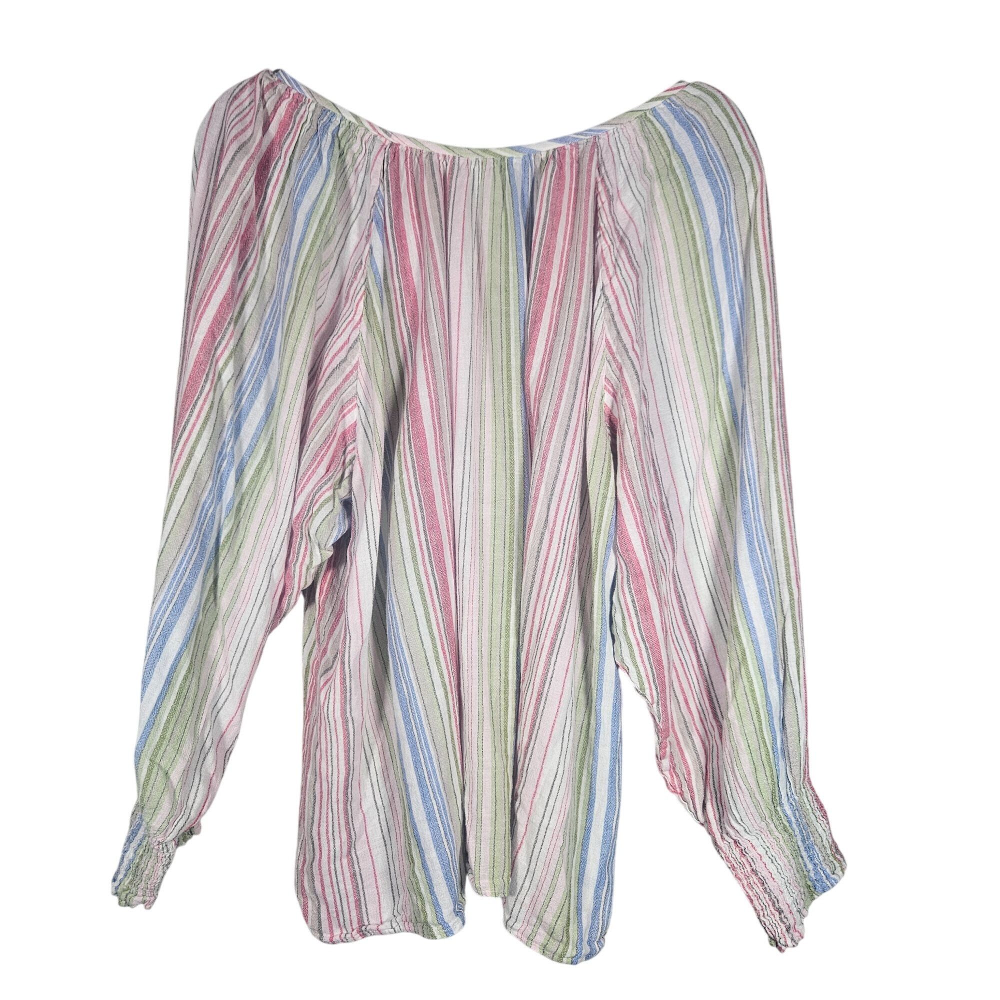 Tommy Bahama Tommy Bahama Multicolor Striped Women’s Peasant Top Coastal Size L / US 10 / IT 46 - 3 Thumbnail