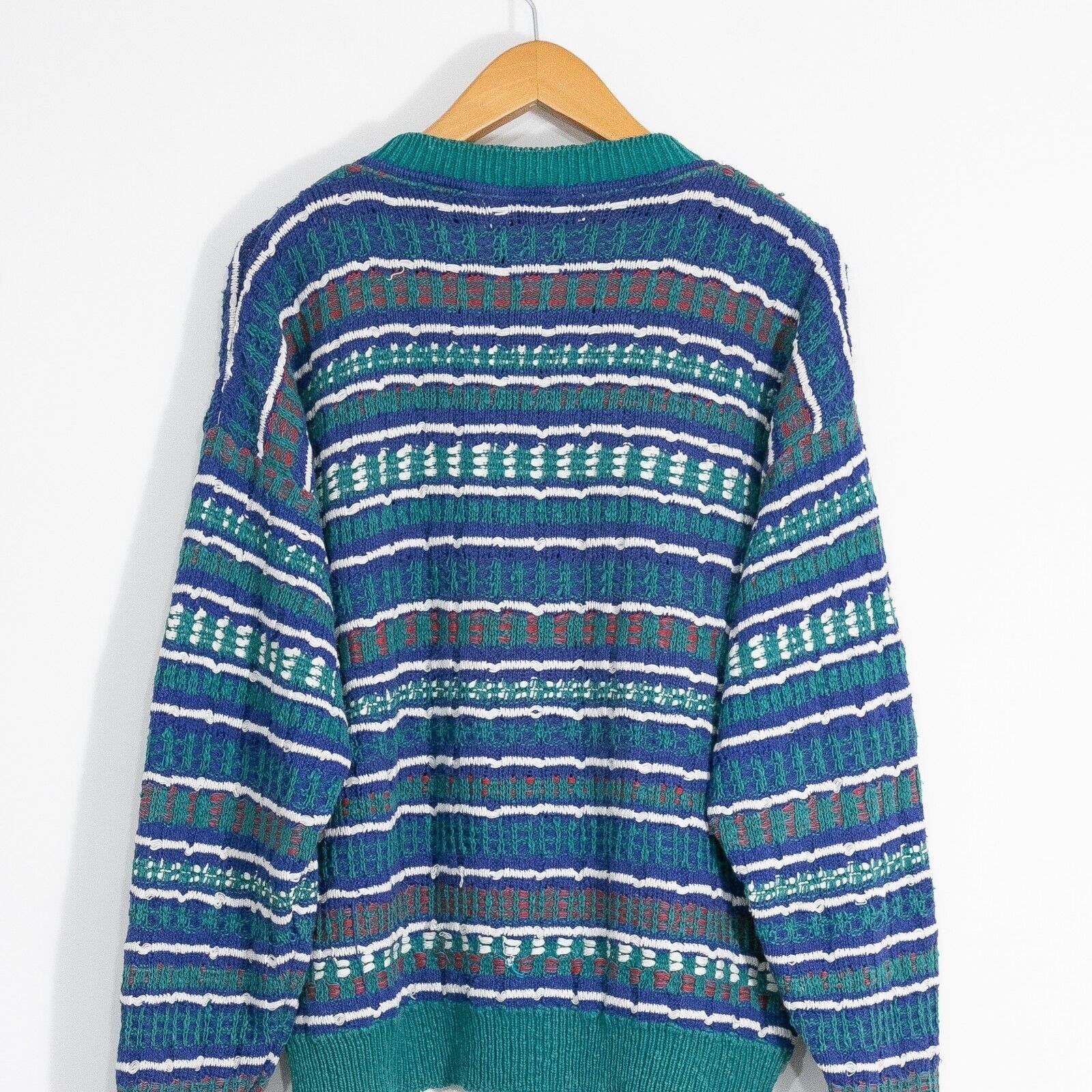 Vintage Vintage Striped Cotton Knit Sweater Mens Large - Textured Size US L / EU 52-54 / 3 - 10 Thumbnail