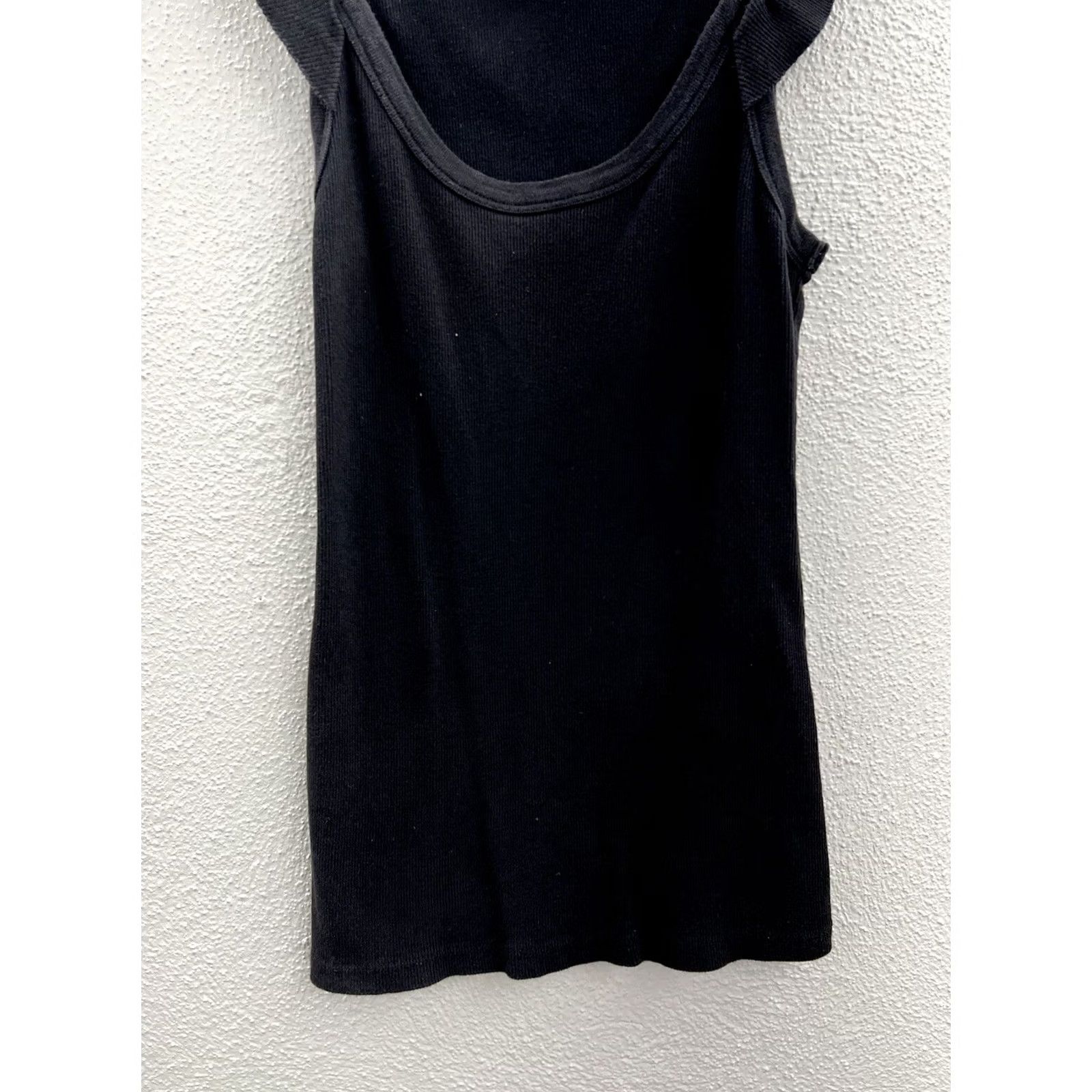Vintage Womens Attention Tank Top Black Sleeveless Ruffled Arm Small Tank Top Obvious Minimalist Summer Casual Shirt Womens Size S / US 4 / IT 40 - 3 Thumbnail