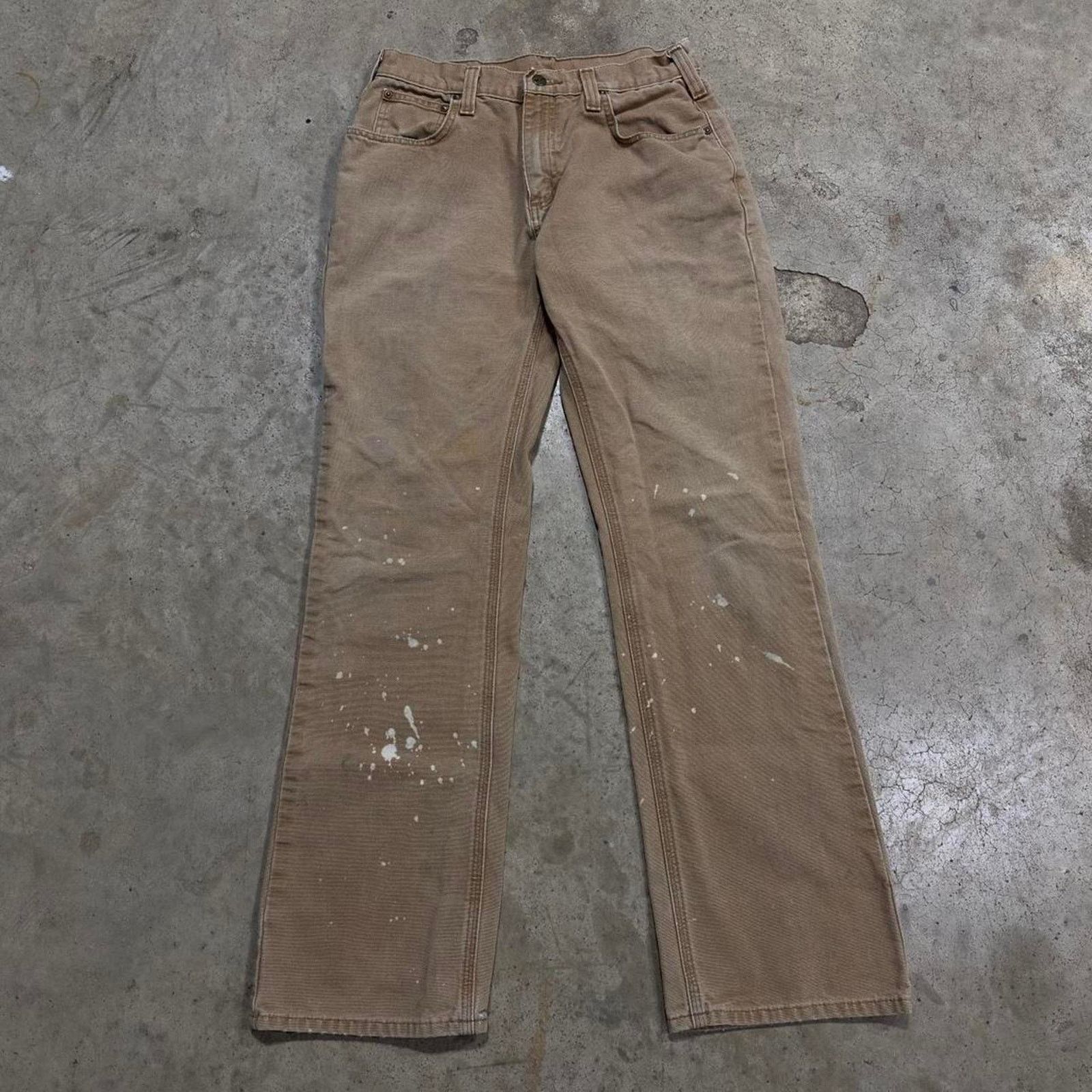 Carhartt × Vintage Y2K Faded Tan Carhartt Carpenter Paint Workwear Pants Size US 31 - 1 Thumbnail