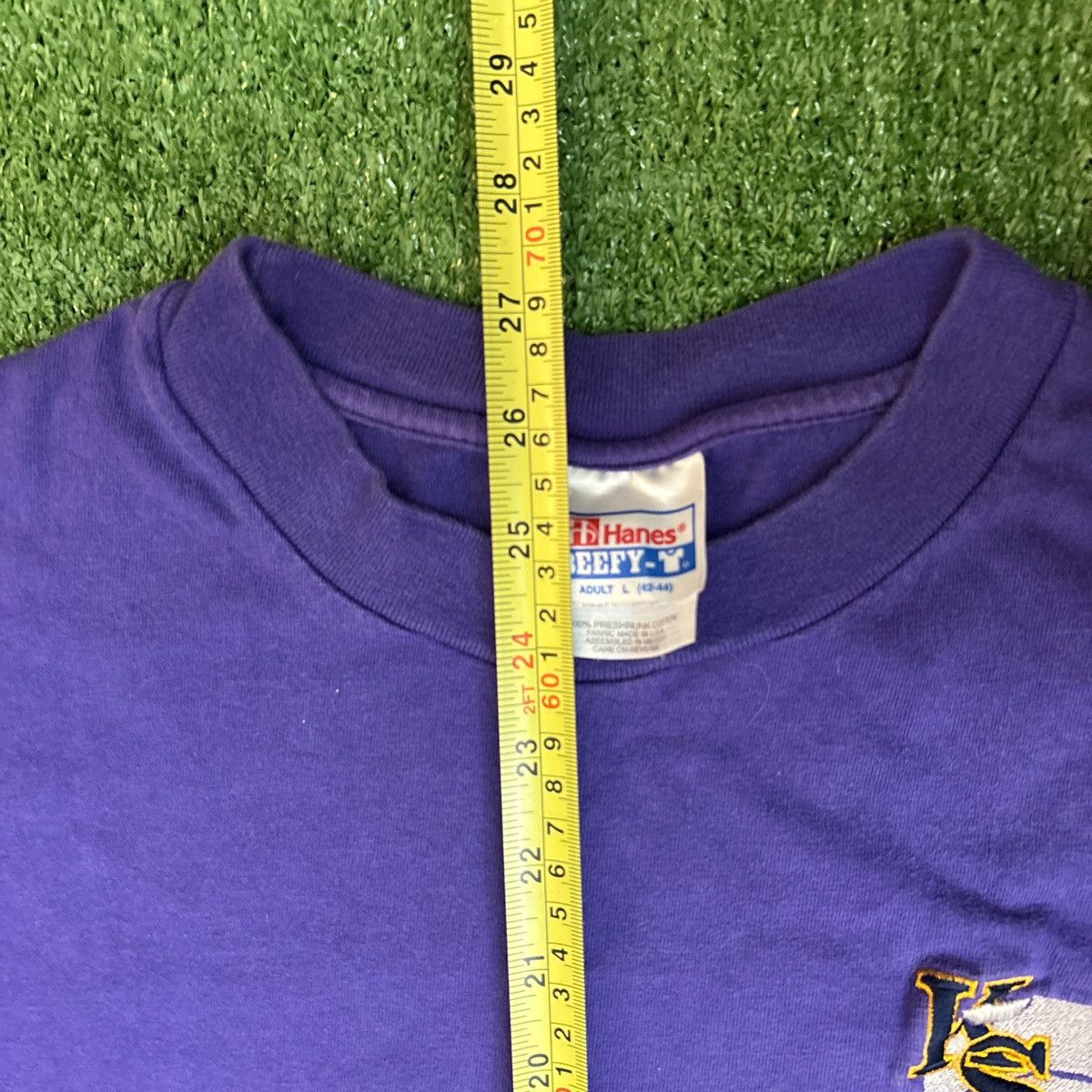 Hanes Purple Distressed Embroidered KSU Graphic Tee Size US L / EU 52-54 / 3 - 5 Thumbnail