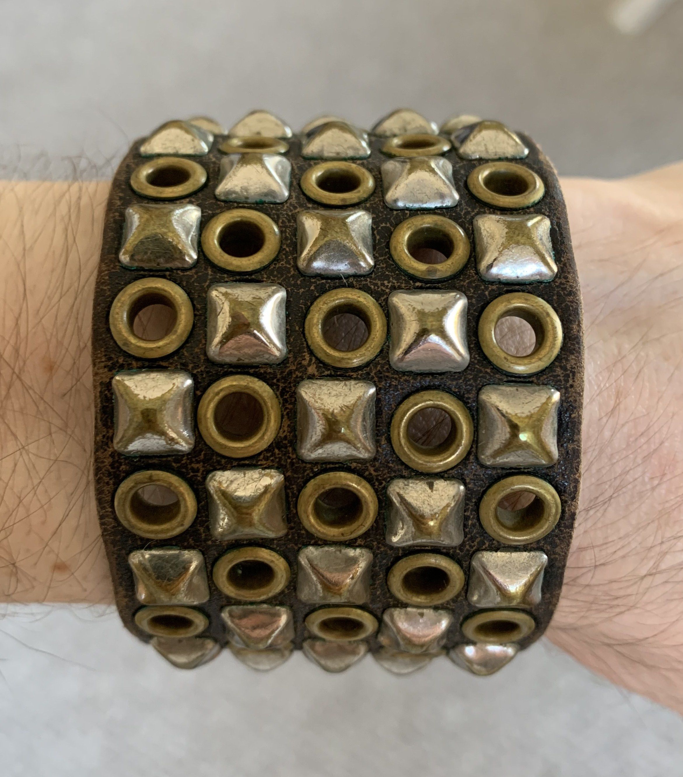 Hysteric Glamour Studded Logo Leather Wristband | Grailed