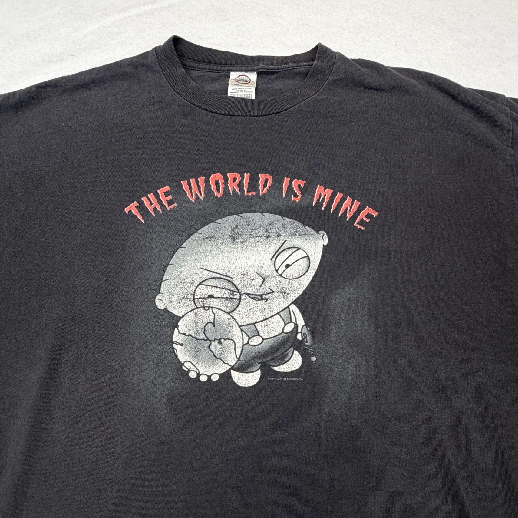 Delta VINTAGE Family Guy Stewie Shirt Mens 2XL Black Graphic The World Is Mine 2000s Size US XXL / EU 58 / 5 - 3 Thumbnail