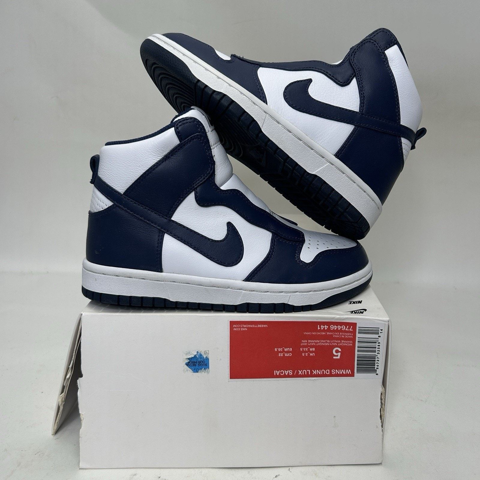 Nike Sacai x NikeLab Dunk Lux “Midnight Navy” 776446-441 Size US 5 / IT 35 - 1 Thumbnail